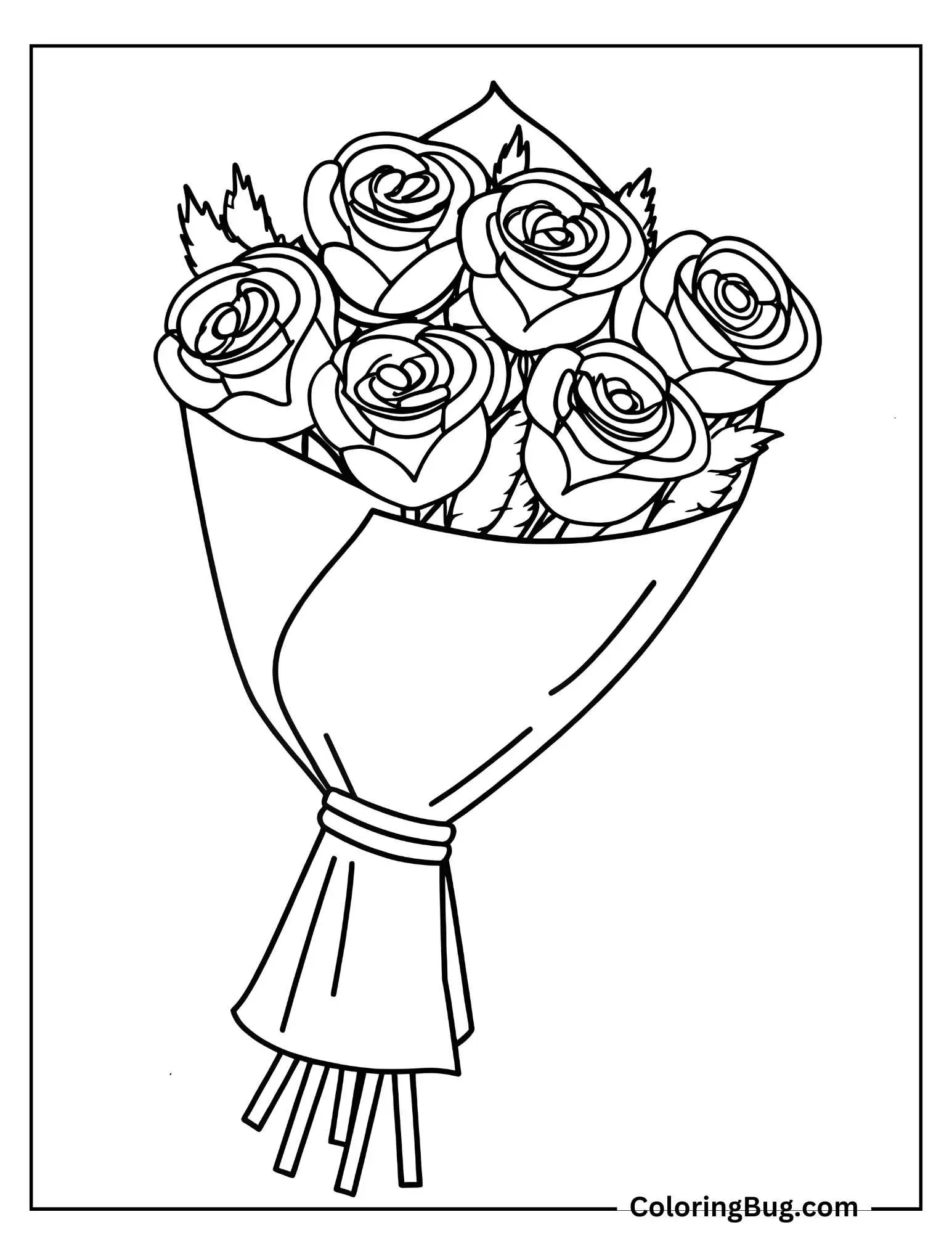 Rose Bouquet Coloring Sheet