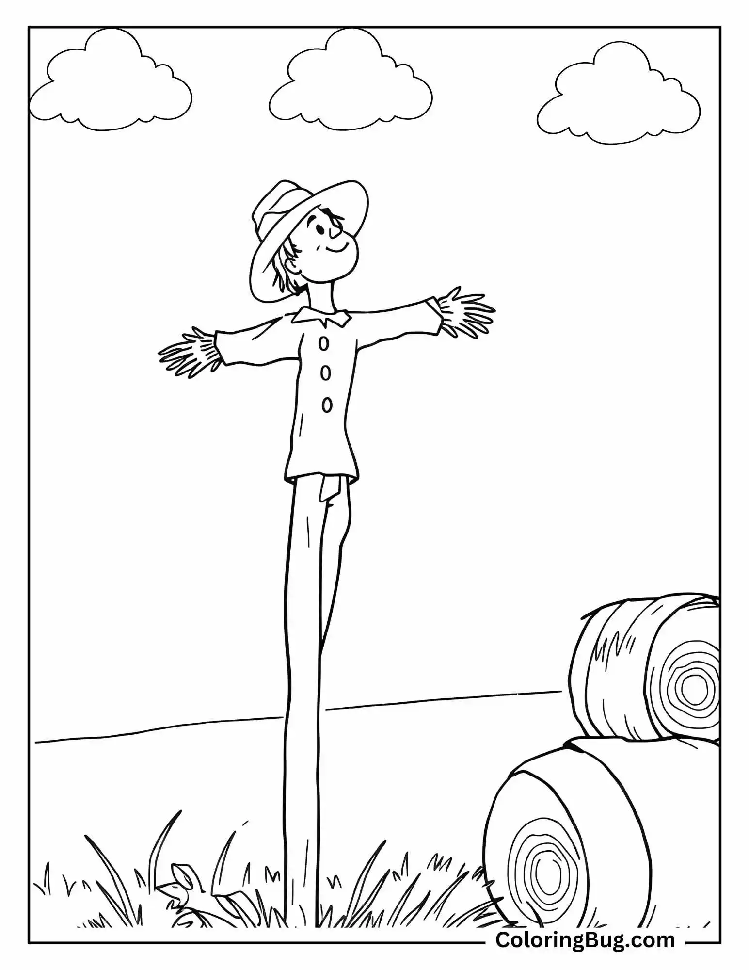 Scarecrow Looking Up At The Sky Coloring Sheet
