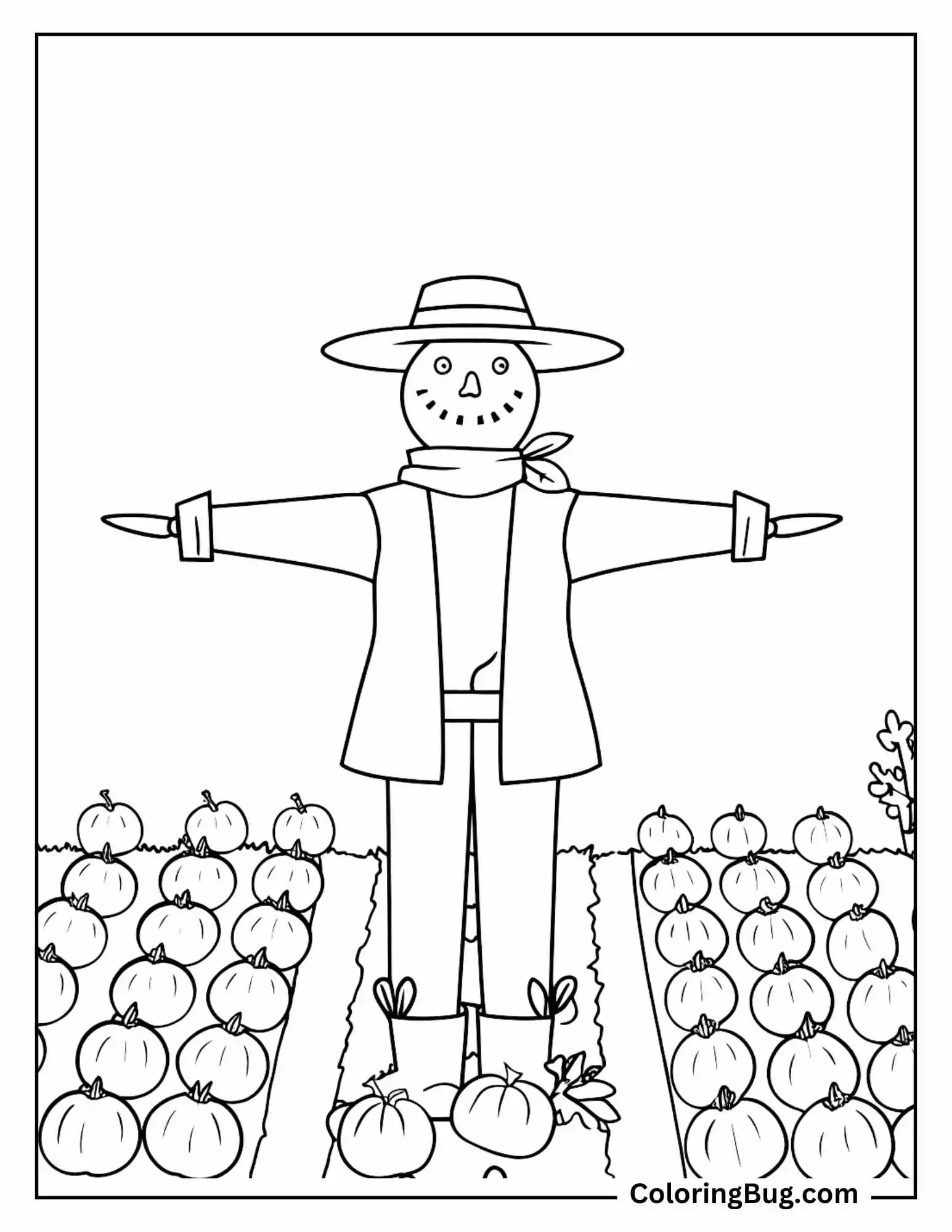 Scarecrow in Tomato Field Coloring Sheet