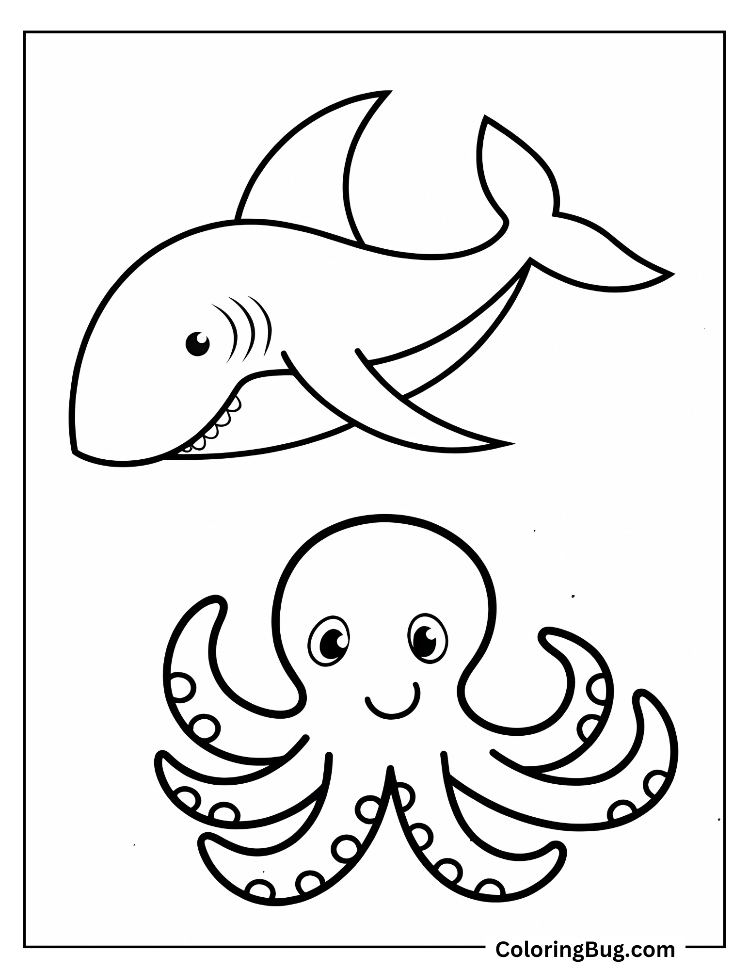 Shark and Octopus Coloring Sheet