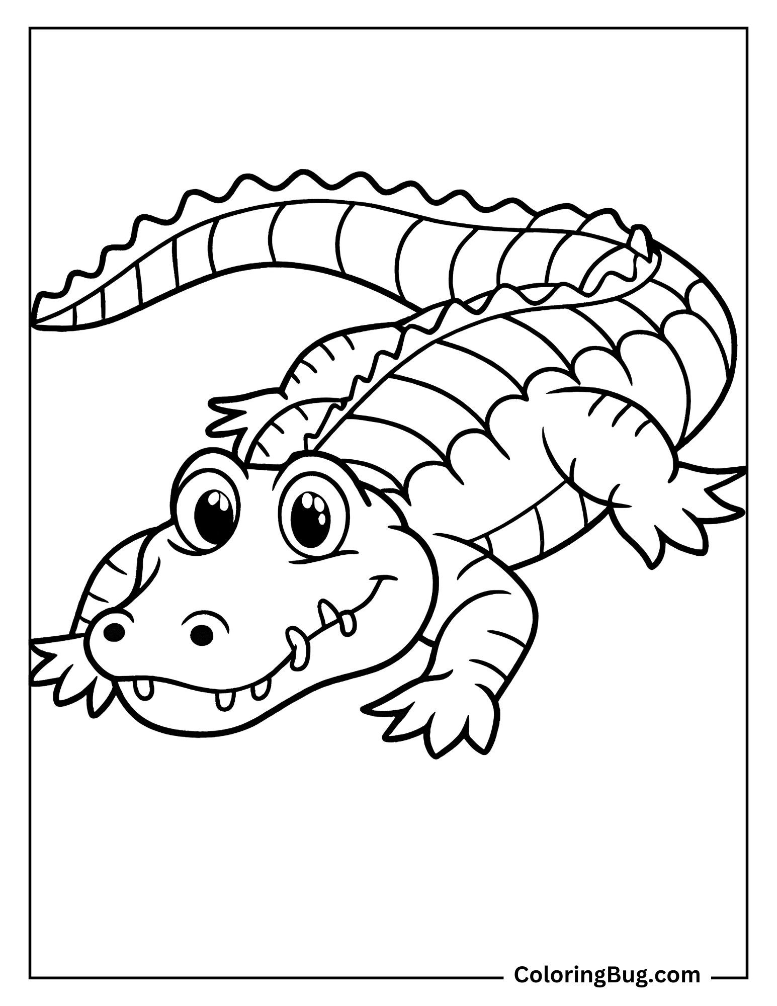 Simple Alligator Coloring Sheet
