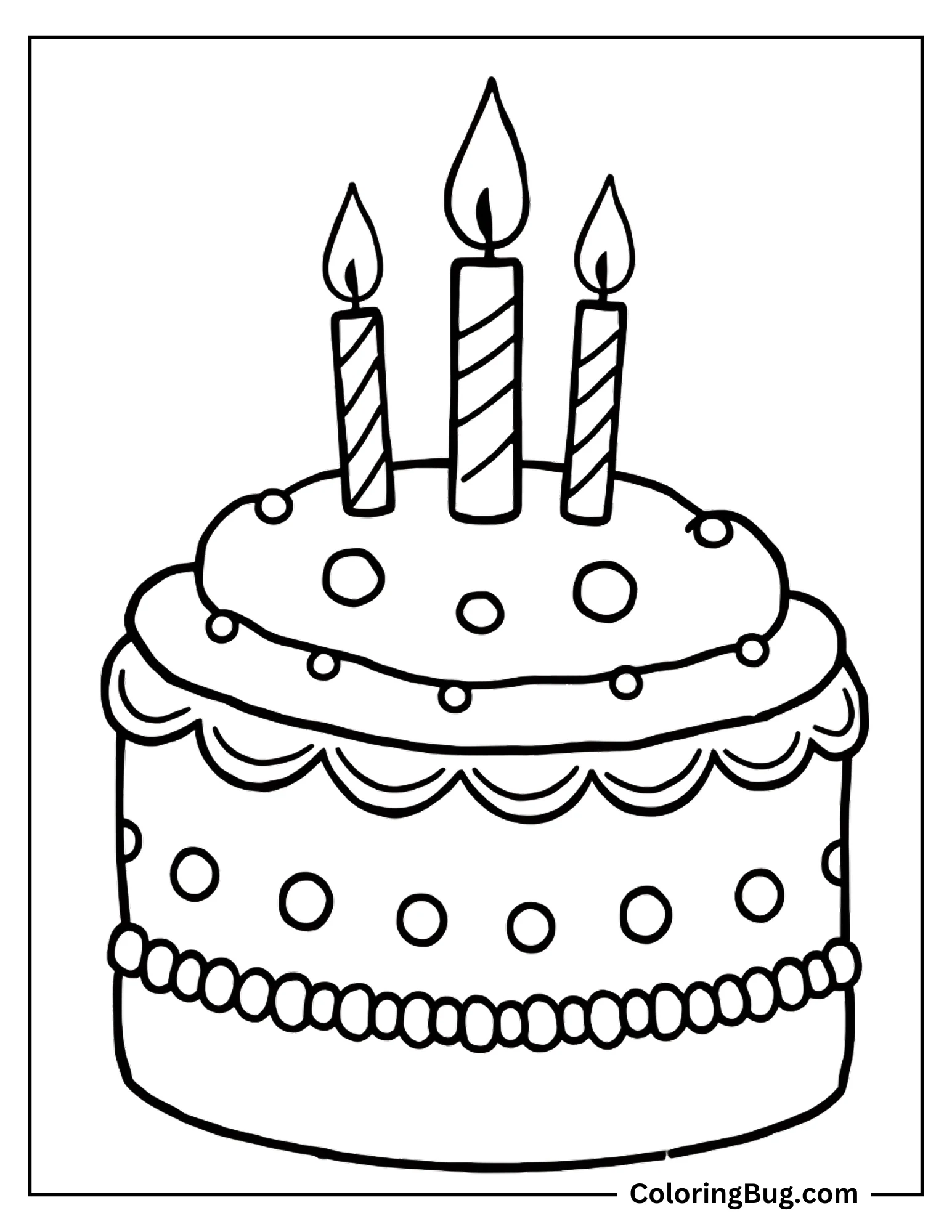 Simple Birthday Cake coloring Sheet