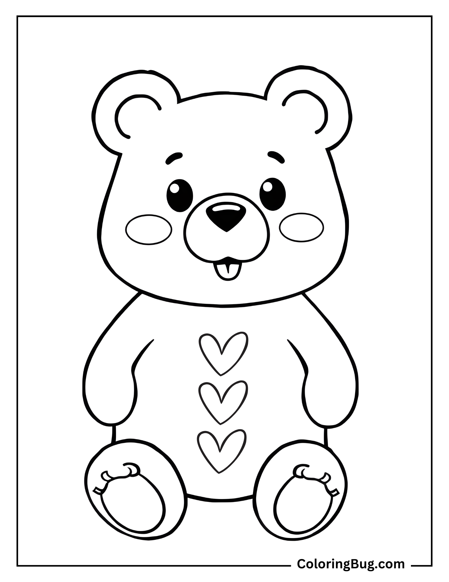 Simple Cute Baby Bear coloring Sheet