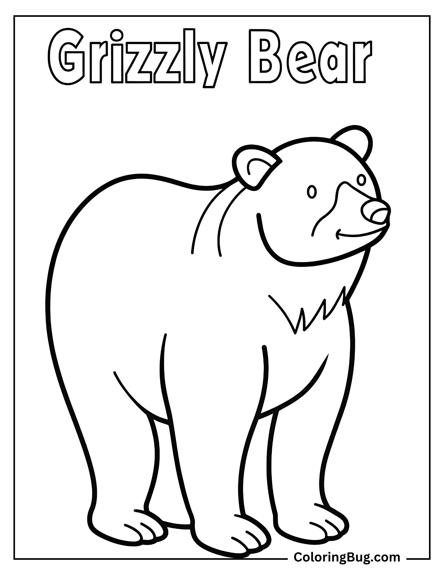 Simple Grizzly Bear coloring Sheet