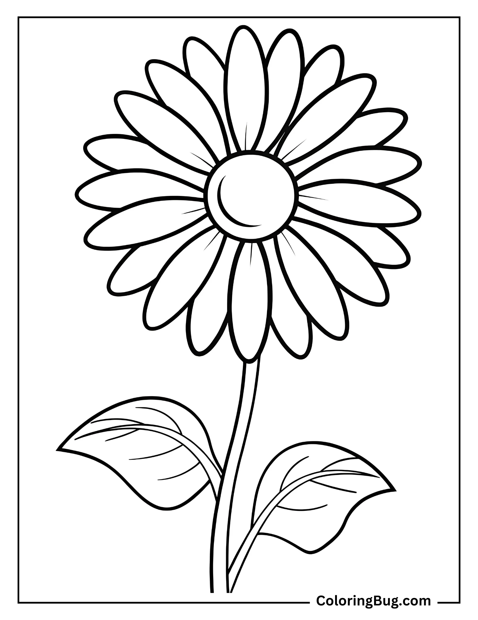 Simple Sun Flower Coloring Sheet