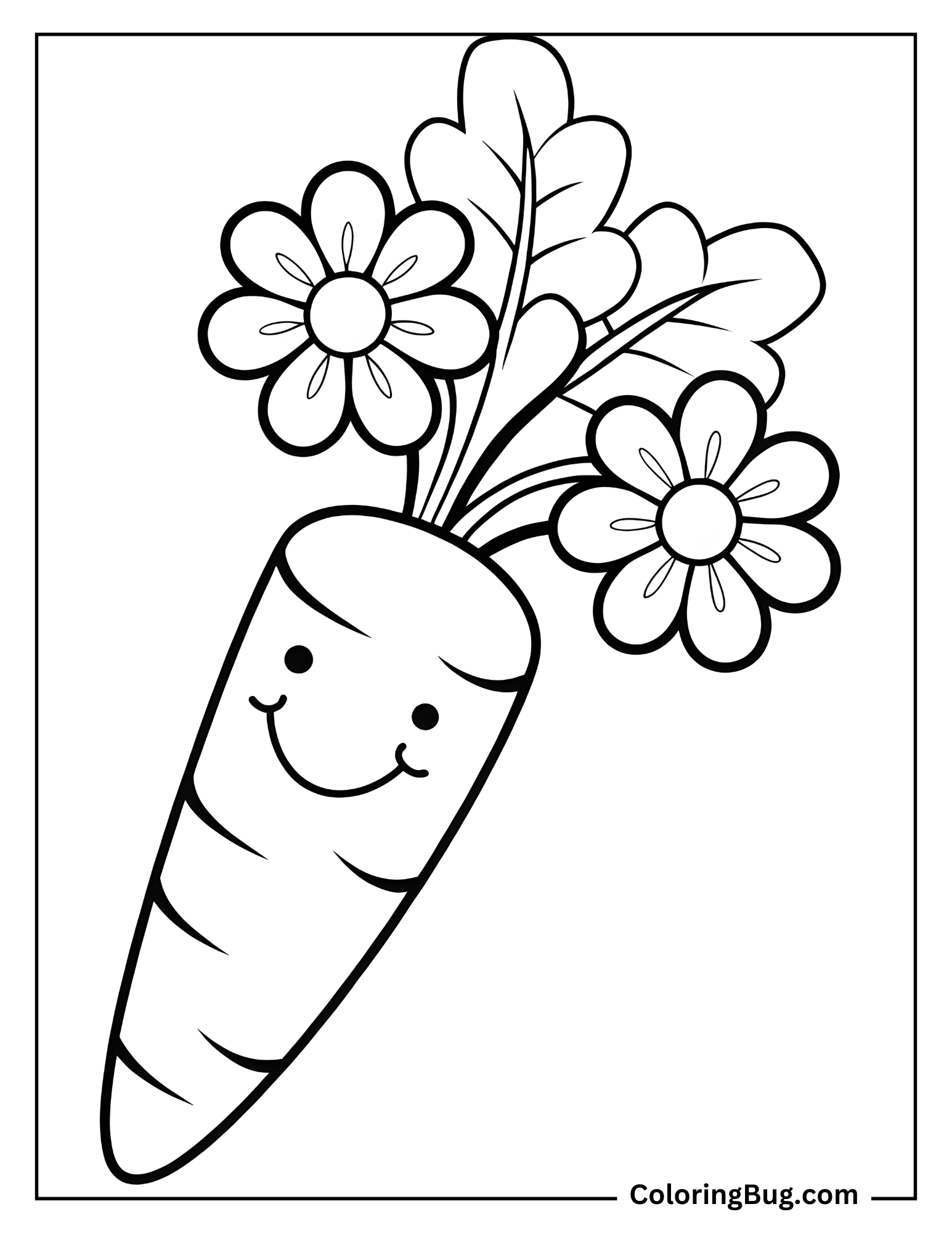Smiling Carrot coloring Sheet