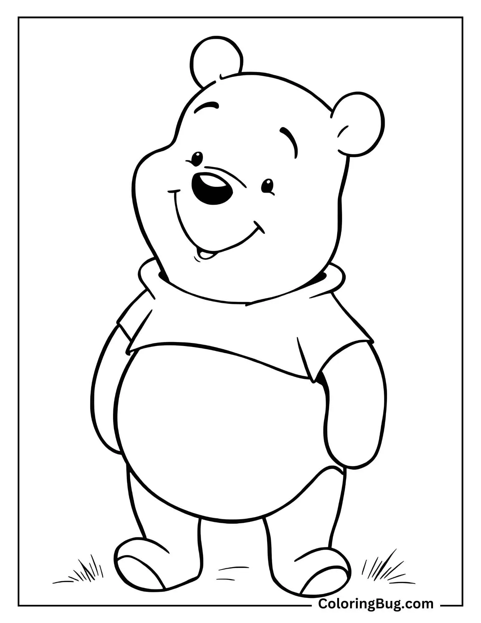 Smiling Winnie The Pooh Bear Coloring Sheet