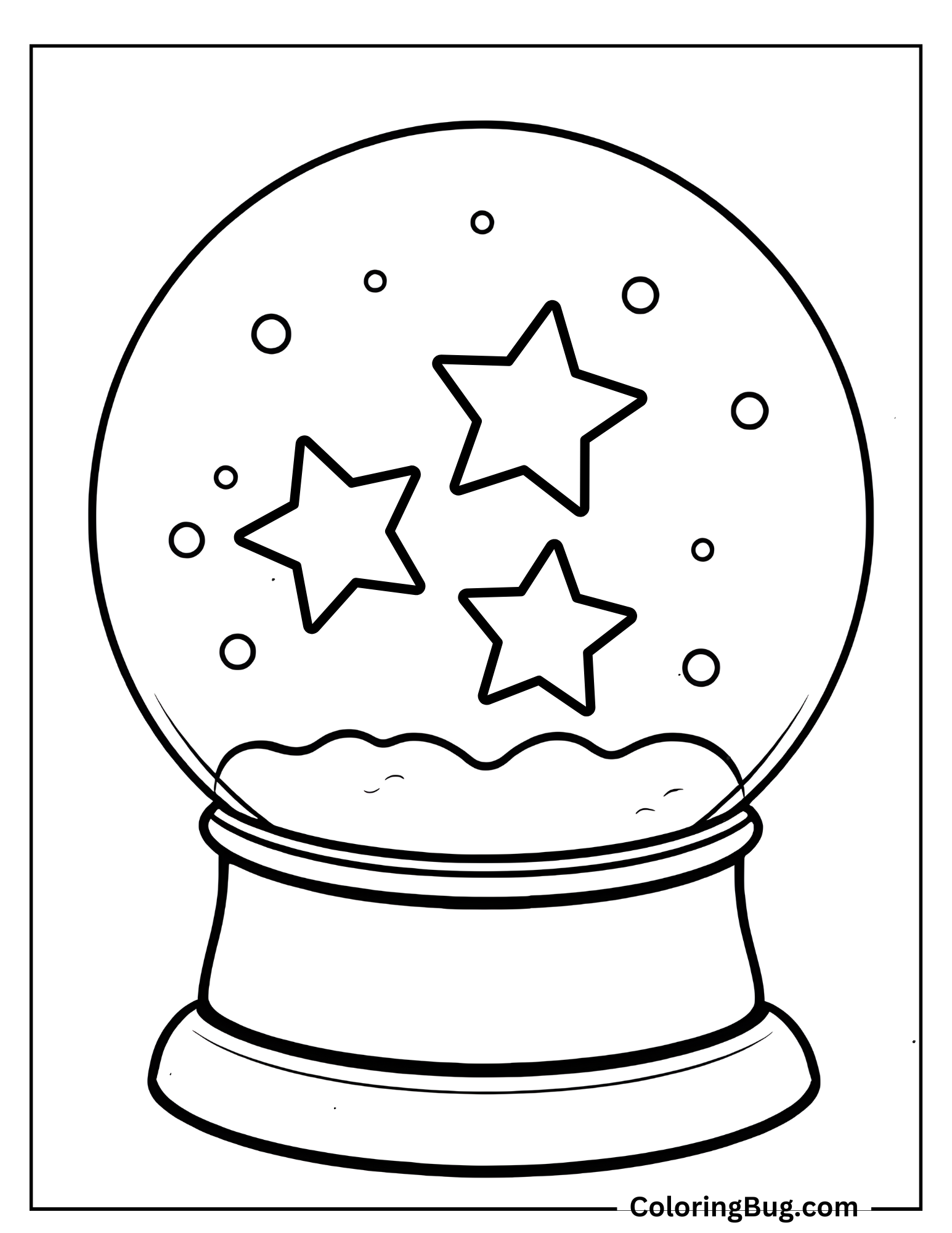 Sparkling Stars Inside Snow Globe Coloring Sheet
