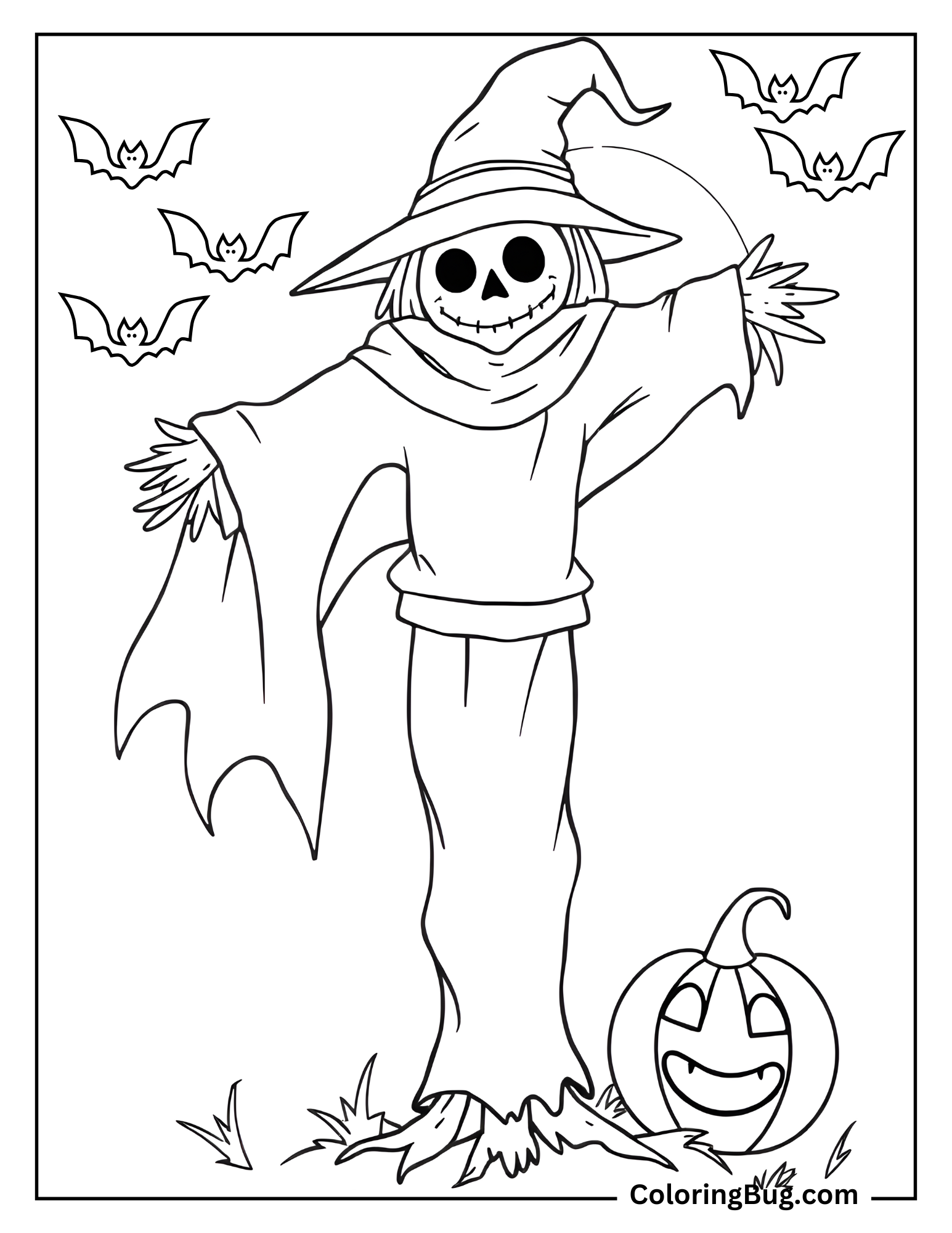 Spooky Scarecrow Coloring Sheet