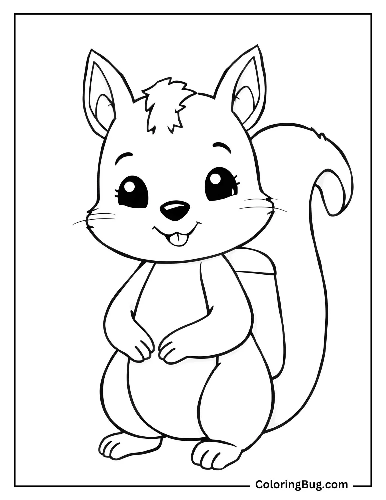 Squirrel With a Tiny Backpack Coloring Sheet