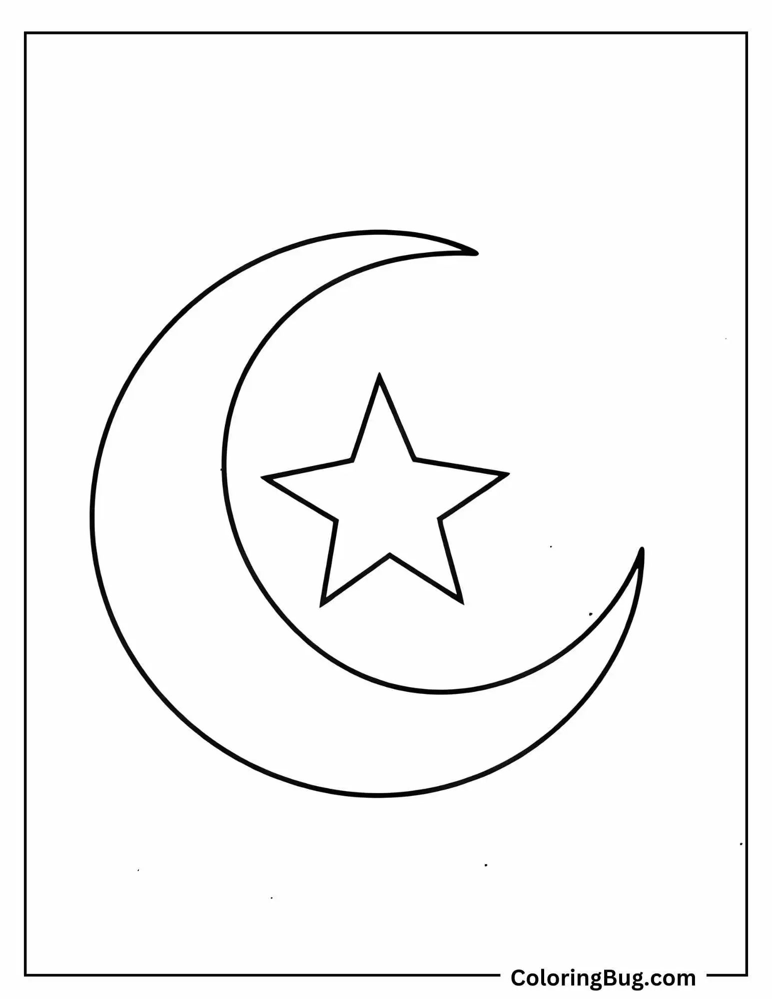 Star Inside Shiny Crescent Moon Coloring Sheet