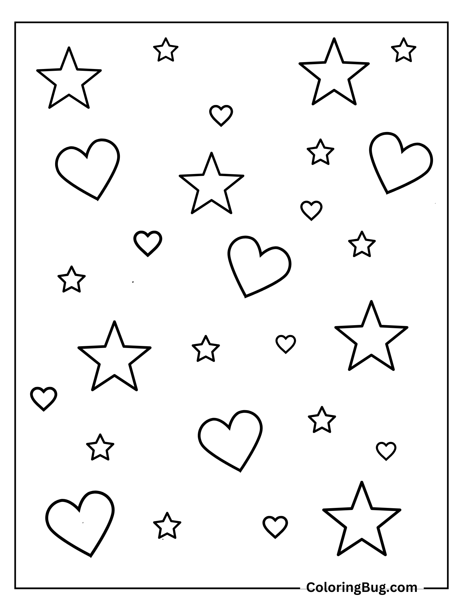 Stars And Hearts Coloring Sheet