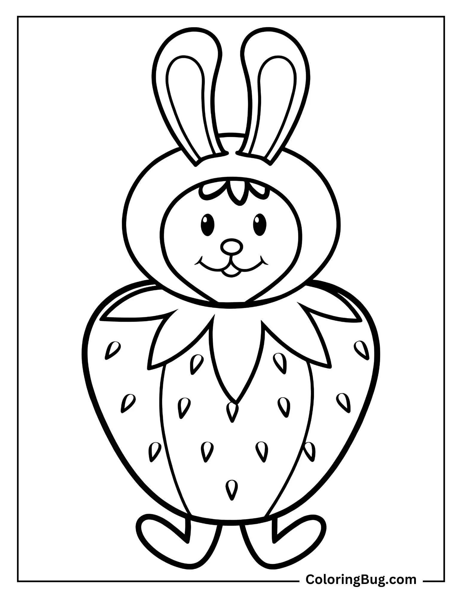 Strawberry Bunny coloring Sheet