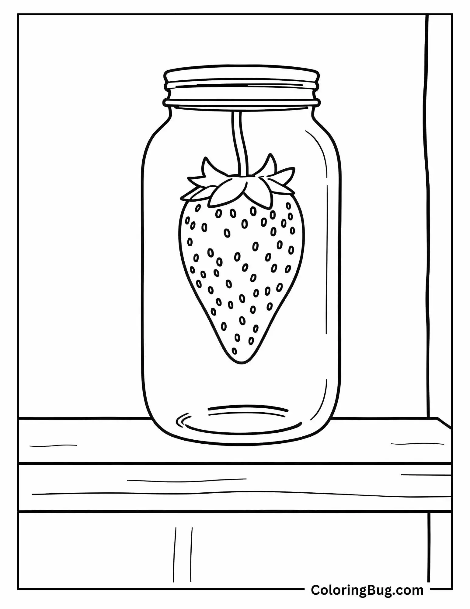 Strawberry Preserve in Jar coloring Sheet