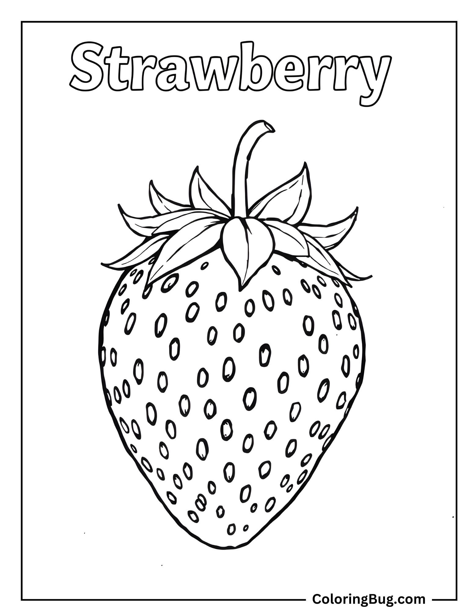 Strawberry With Text Coloring Sheet
