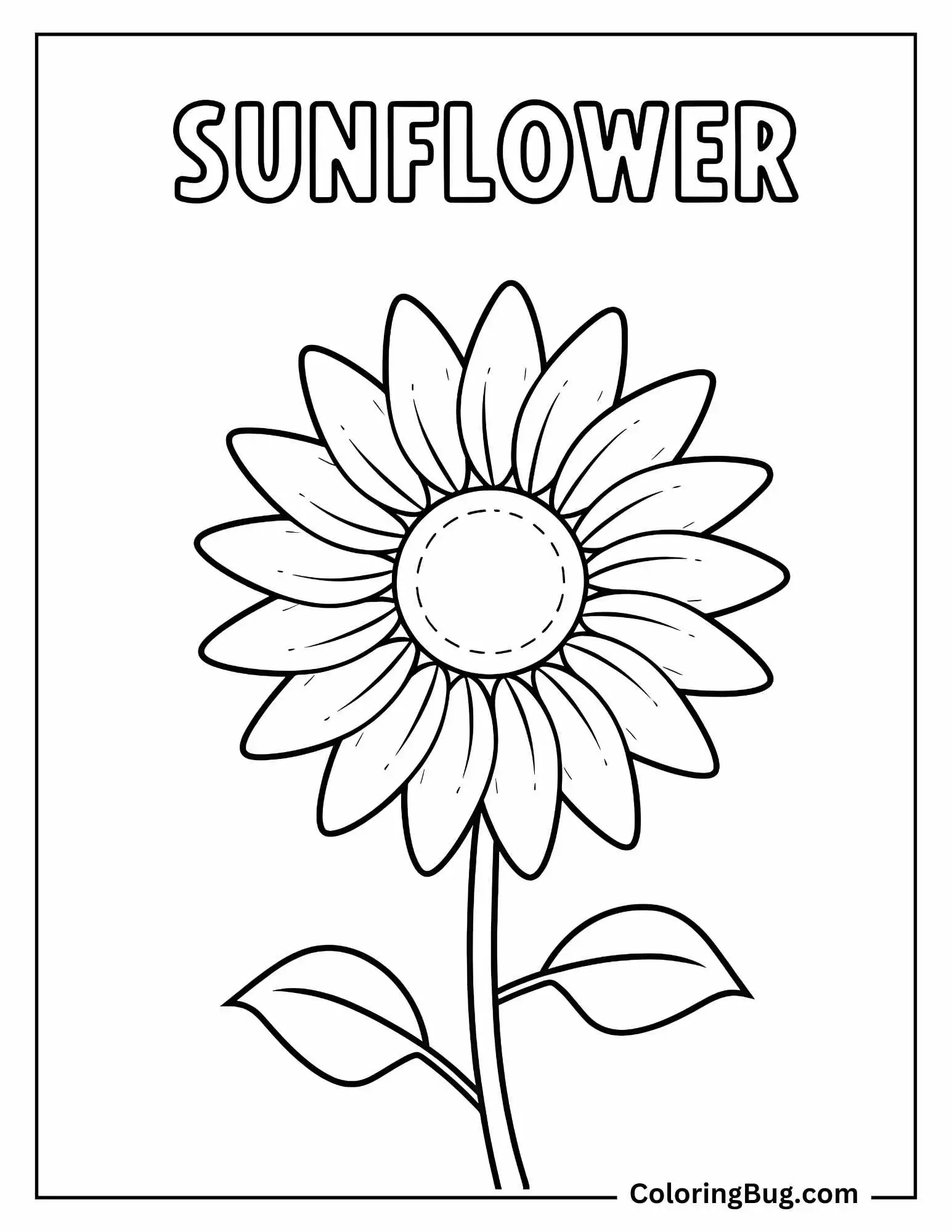 Sun Flower With Text Coloring Sheet
