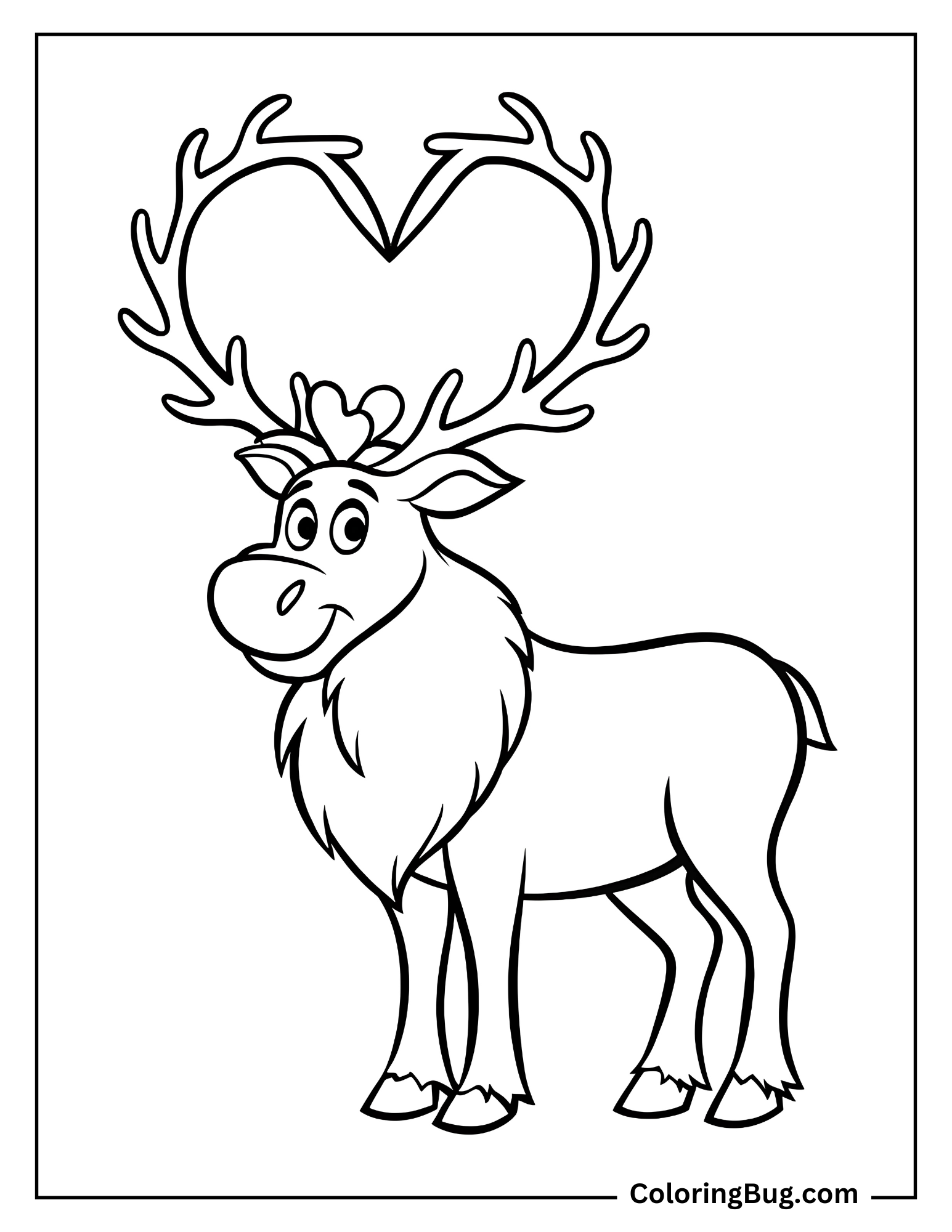 Sven Wearing a Heart-Shaped Wreath Coloring Sheet