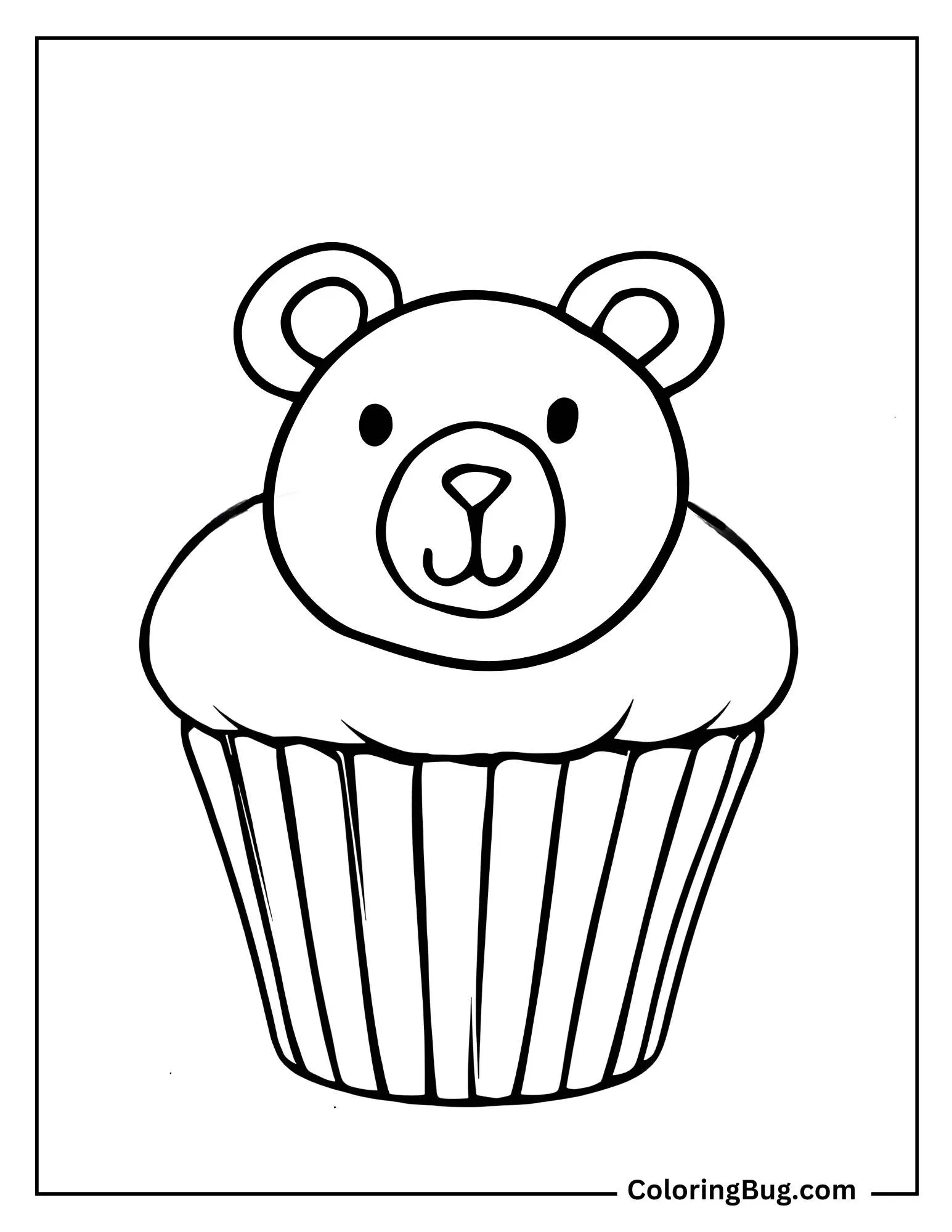 Teddy Bear Cupcake Coloring Sheet