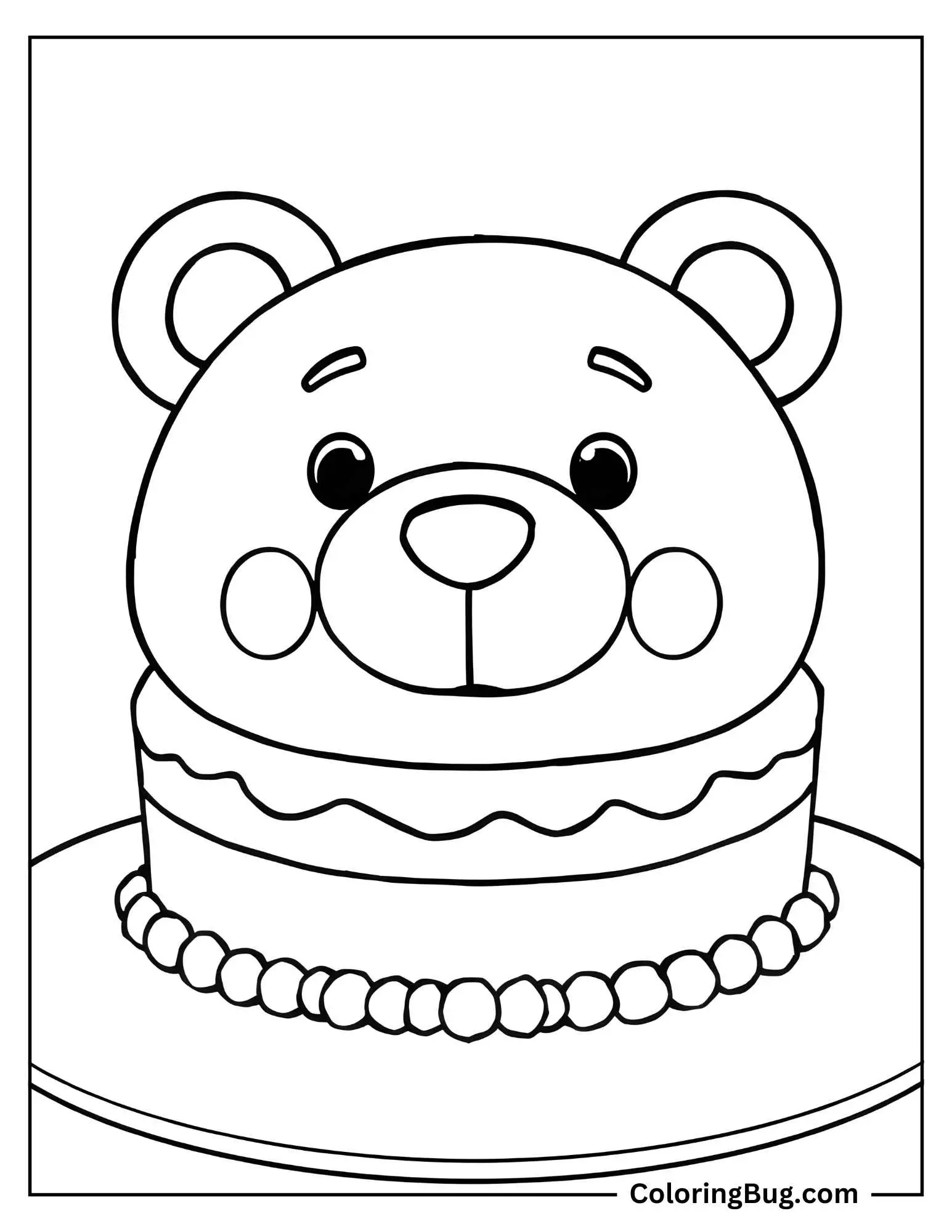Teddy Bear Birthday Cake Coloring Sheet