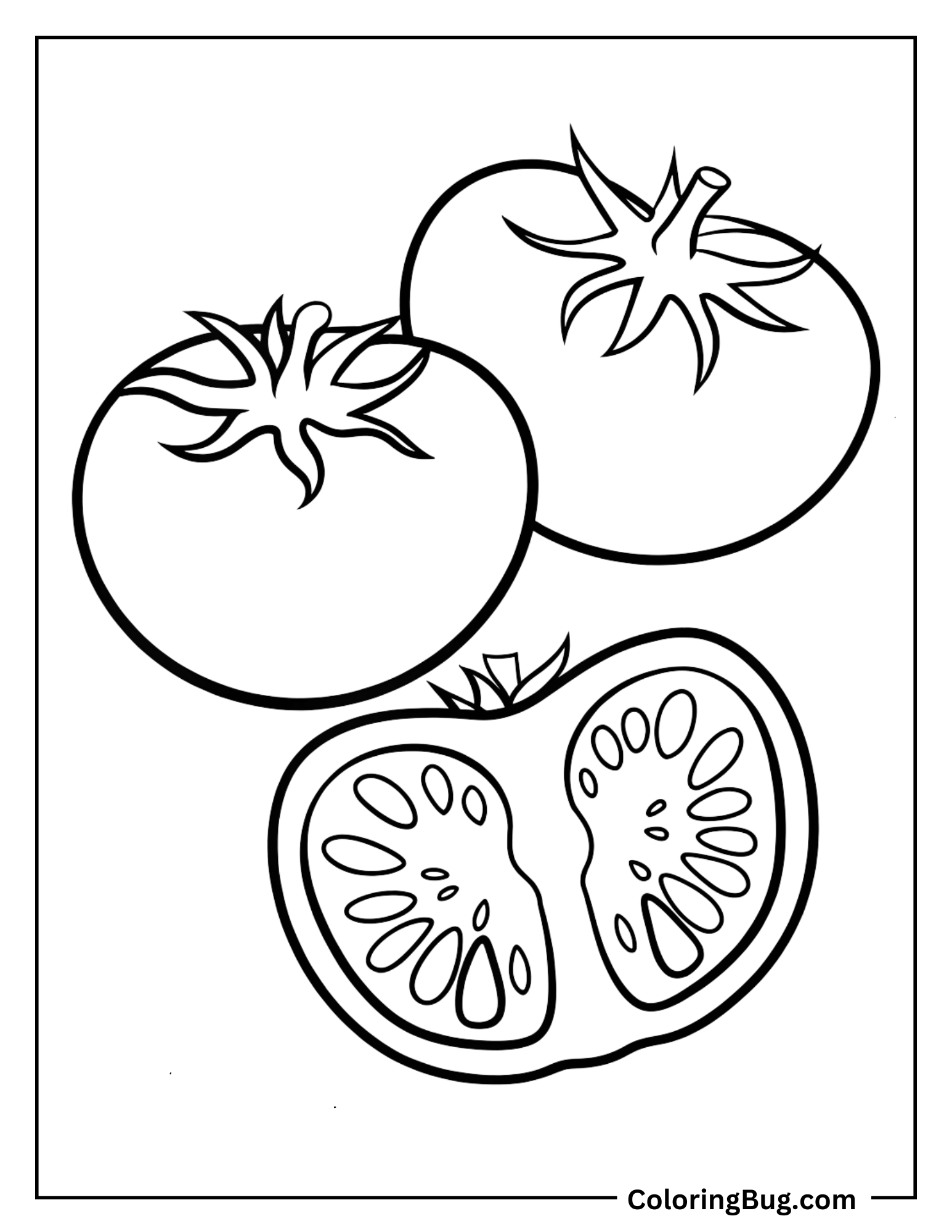 Tomatoes Showing Seeds Coloring Sheet