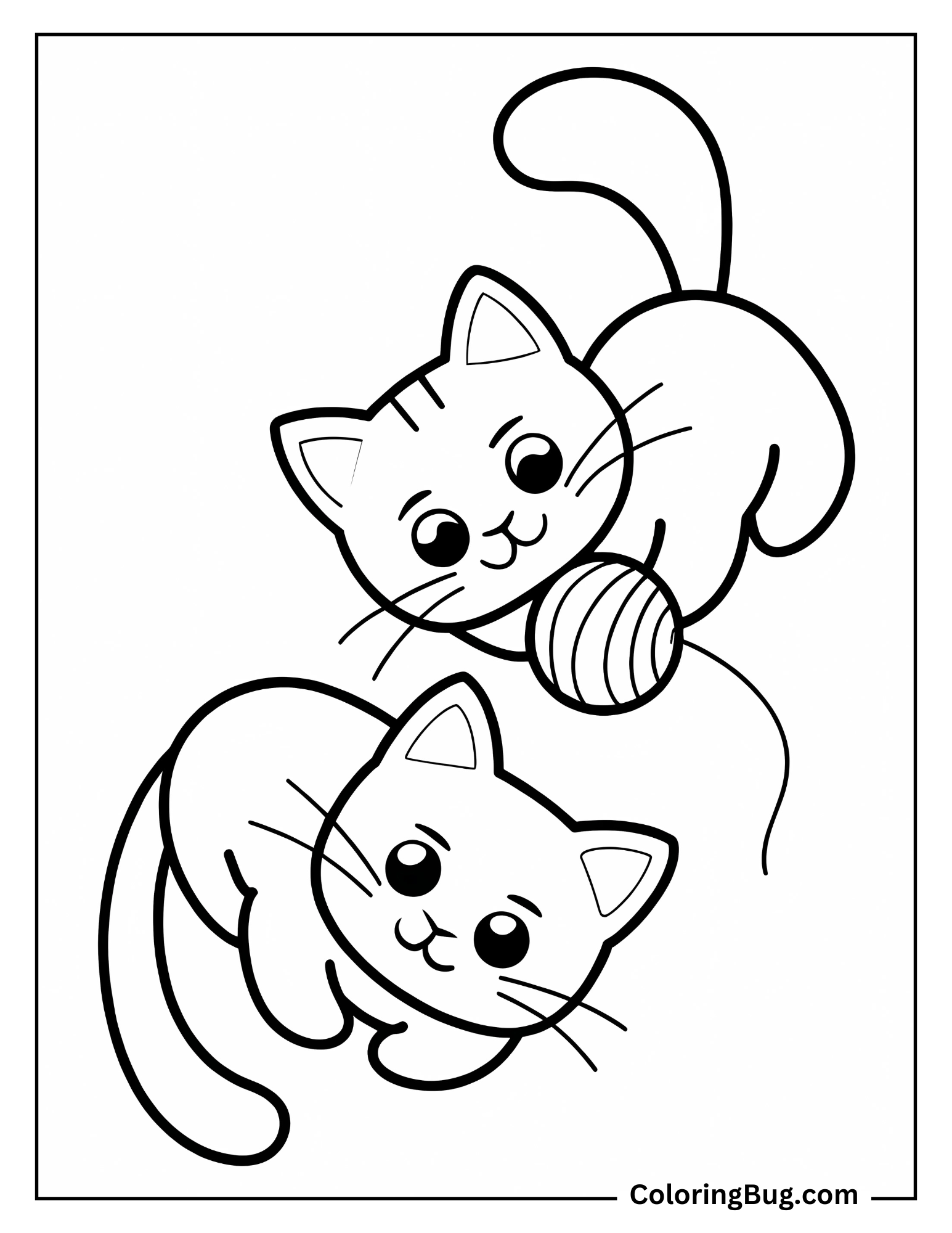 Two Cute Cats Playing Coloring Sheet