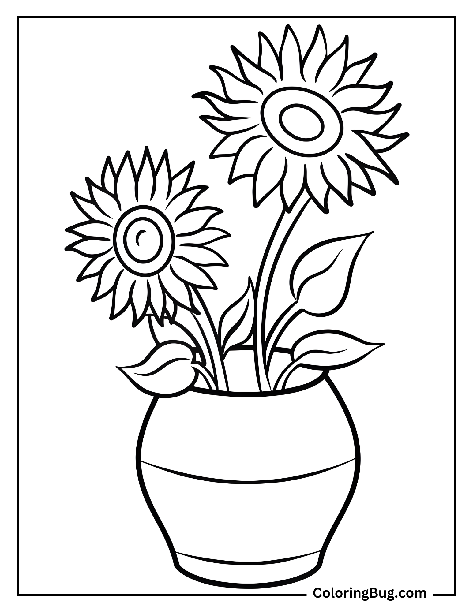 Vincent Van Gogh Sunflowers Coloring Sheet