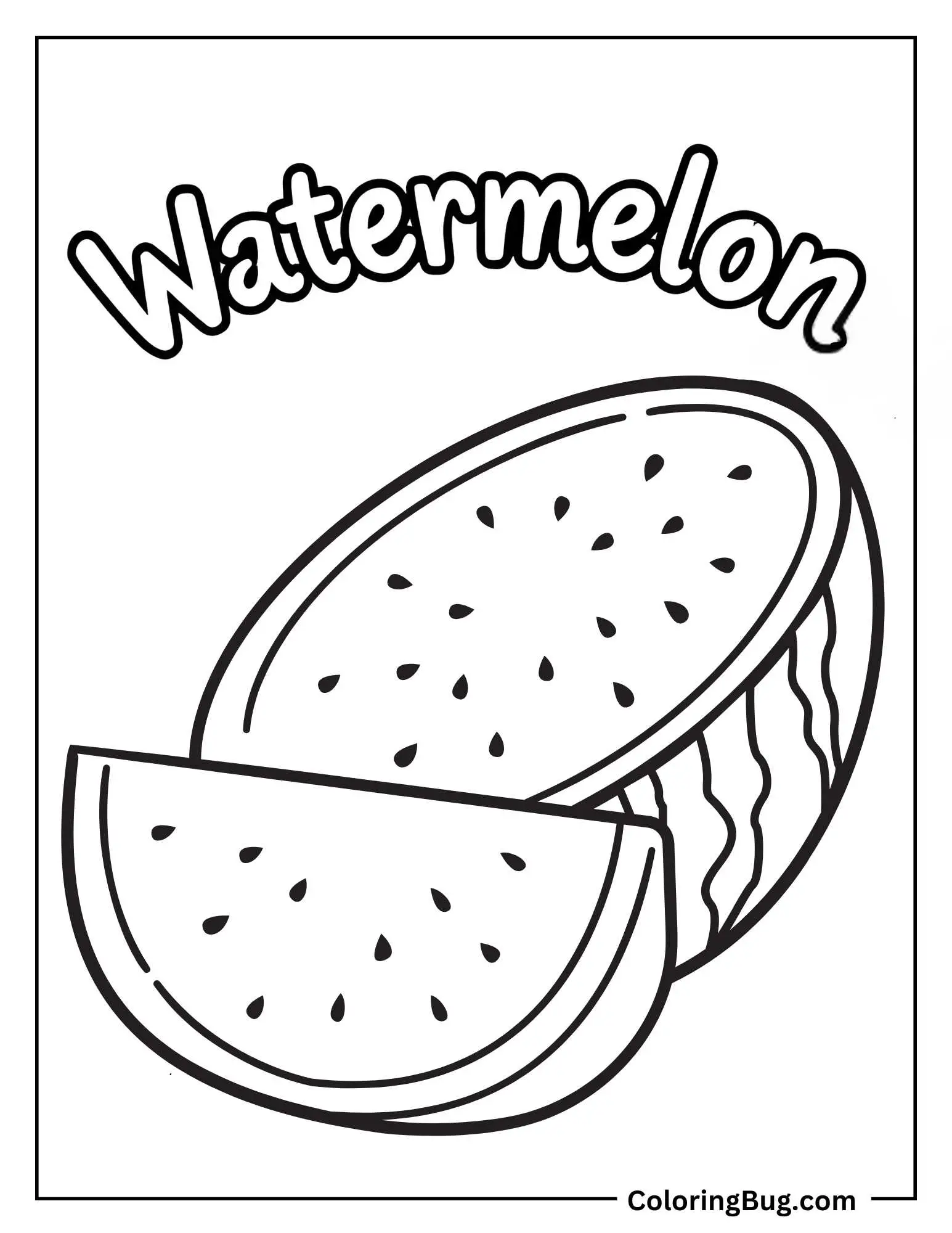 Watermelon With Spellings Coloring Sheet