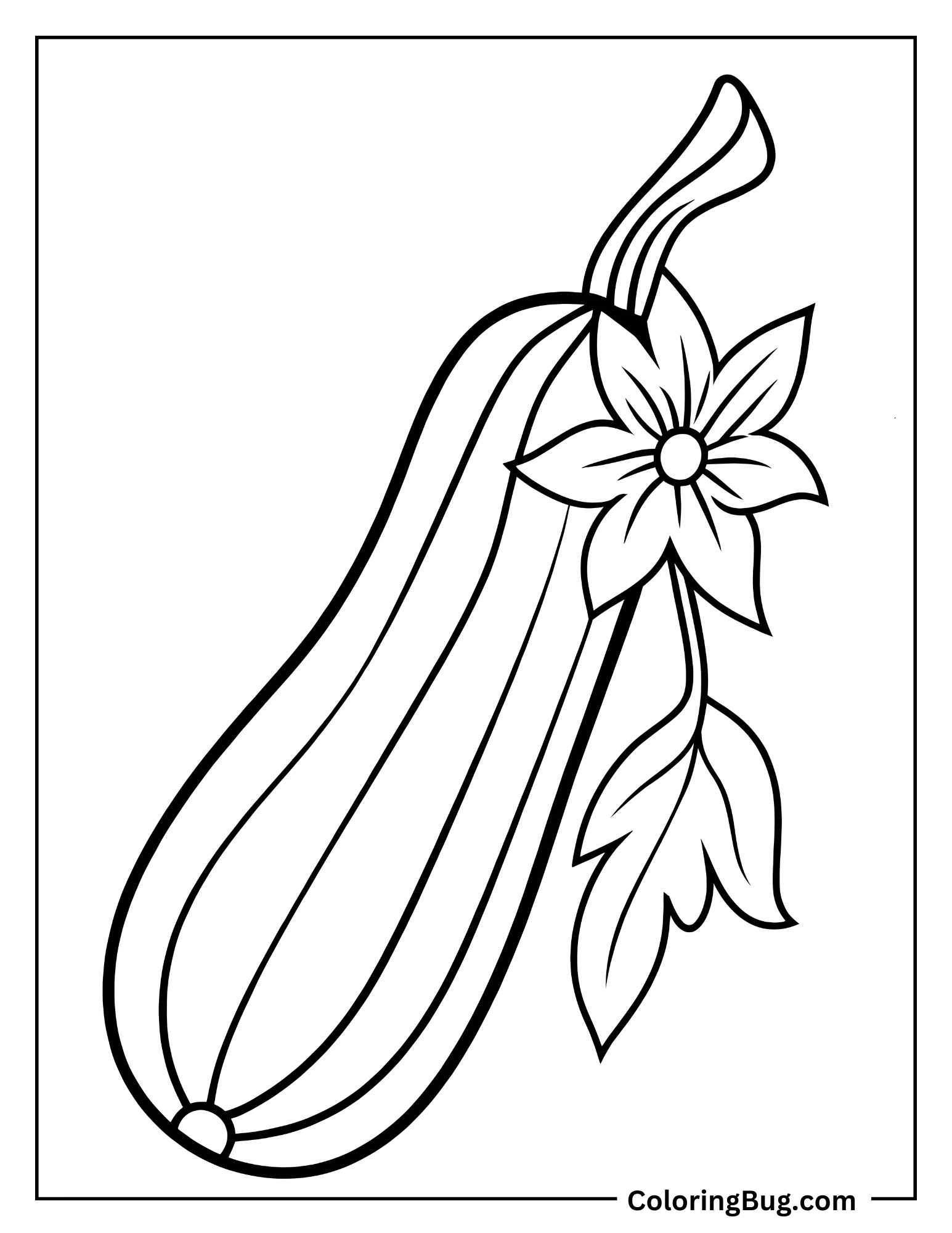 Zucchini With Its Yellow Blossom Attached Coloring Sheet