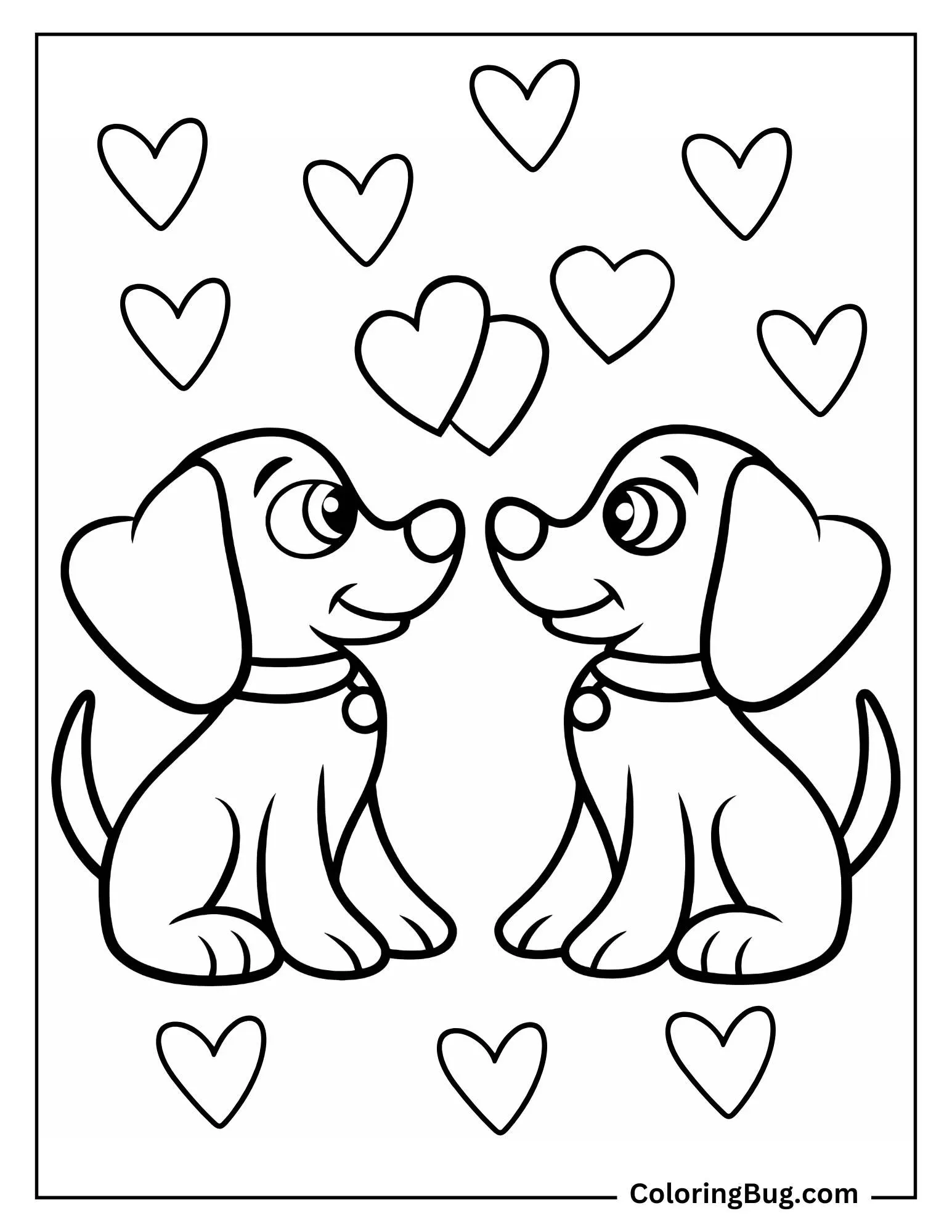 2 Dogs in Love Coloring Sheet