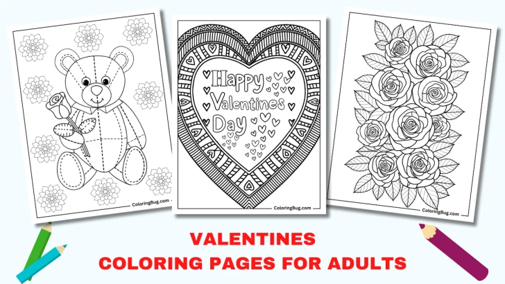 18 Valentines Coloring Pages for Adults (Free Printable PDFs)