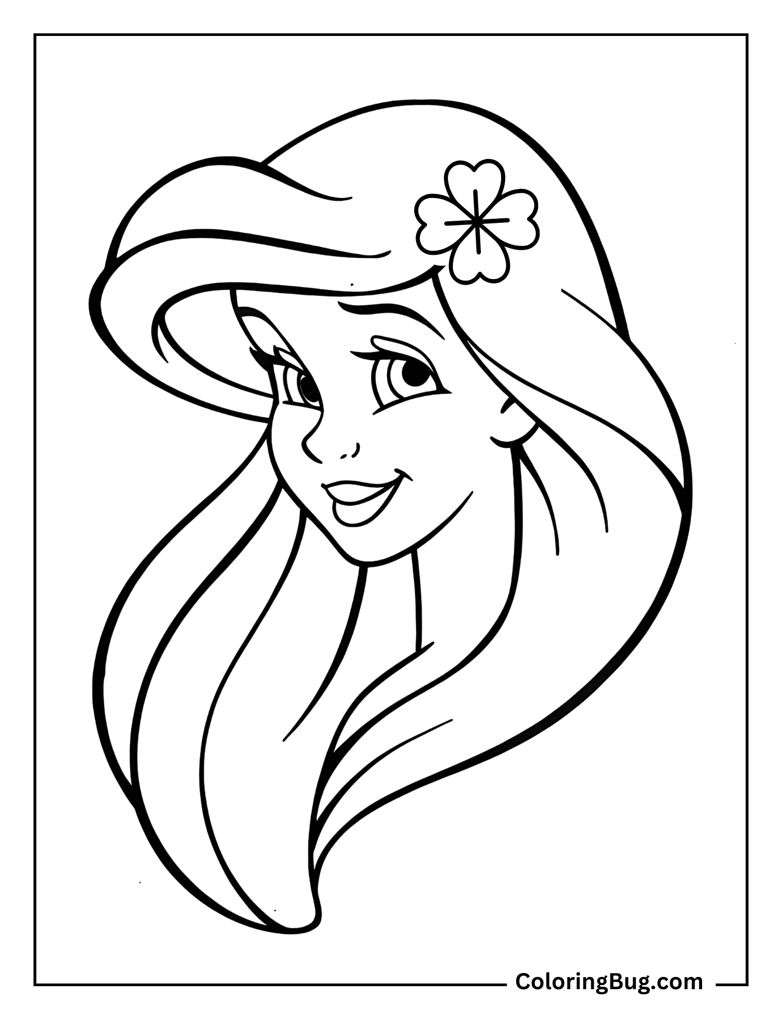 Ariel With a Clover In Her Hair Coloring Sheet