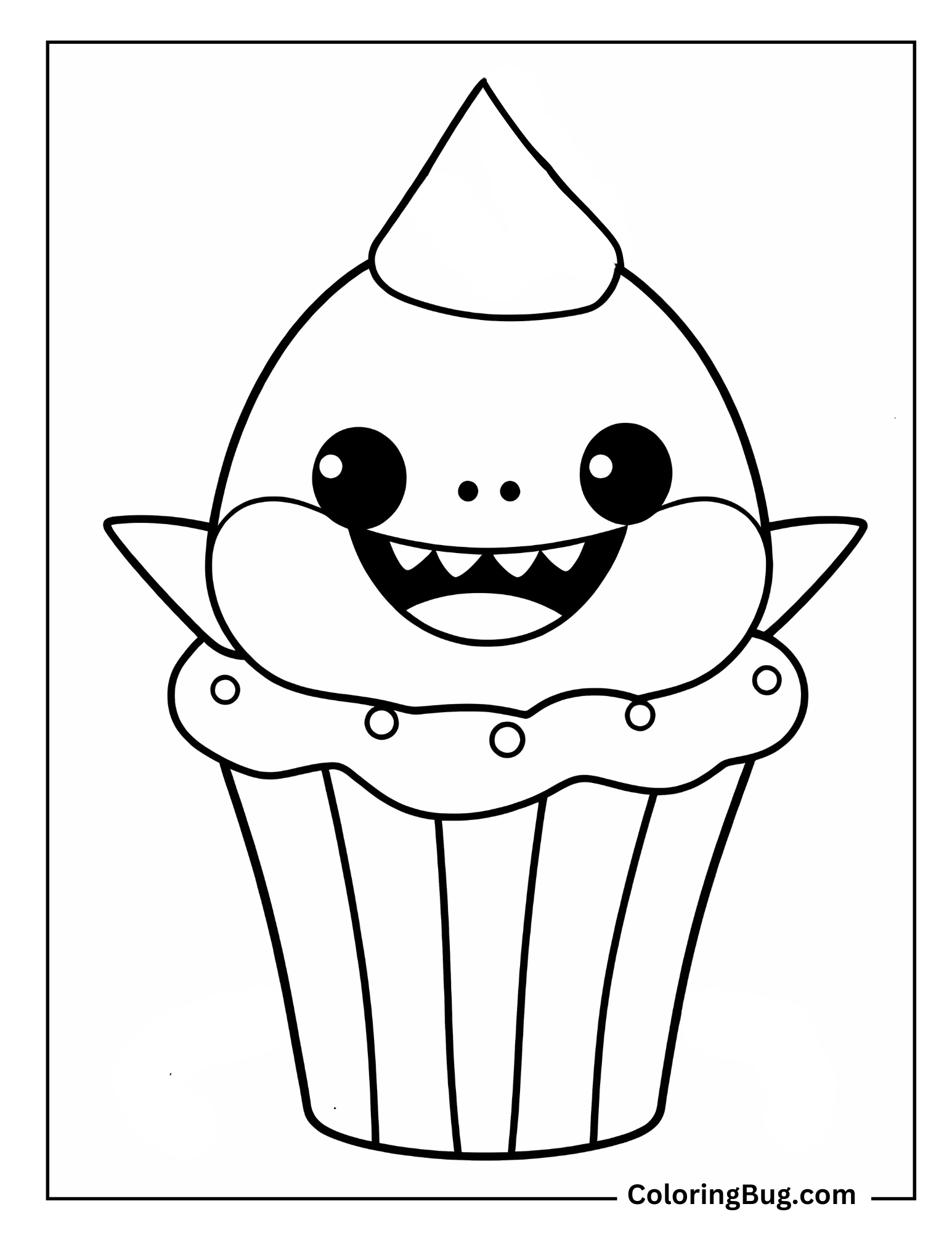 Baby Shark Themed Cupcake Coloring Sheet