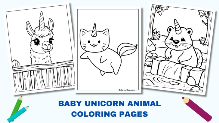 30 Baby Animal Unicorn Coloring Pages (Free Printable PDFs)