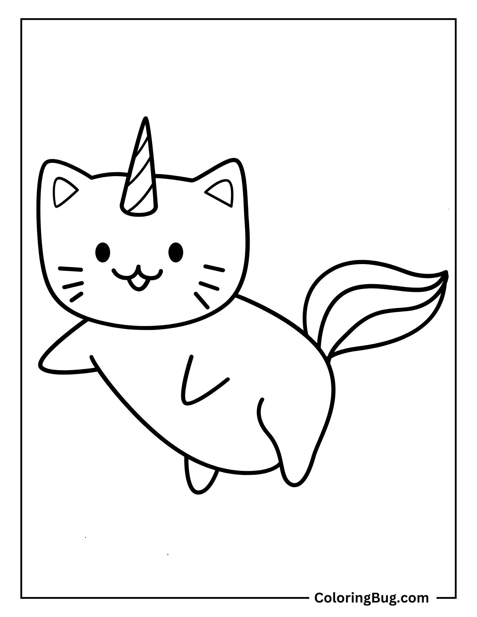 Baby Unicorn Cat Doing Jumping Coloring Sheet