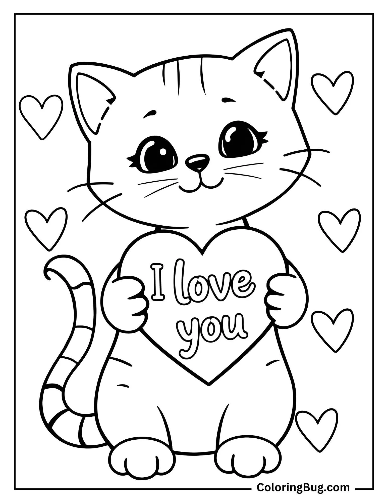 20 Cat Valentines Coloring Pages (Free Printable PDFs)