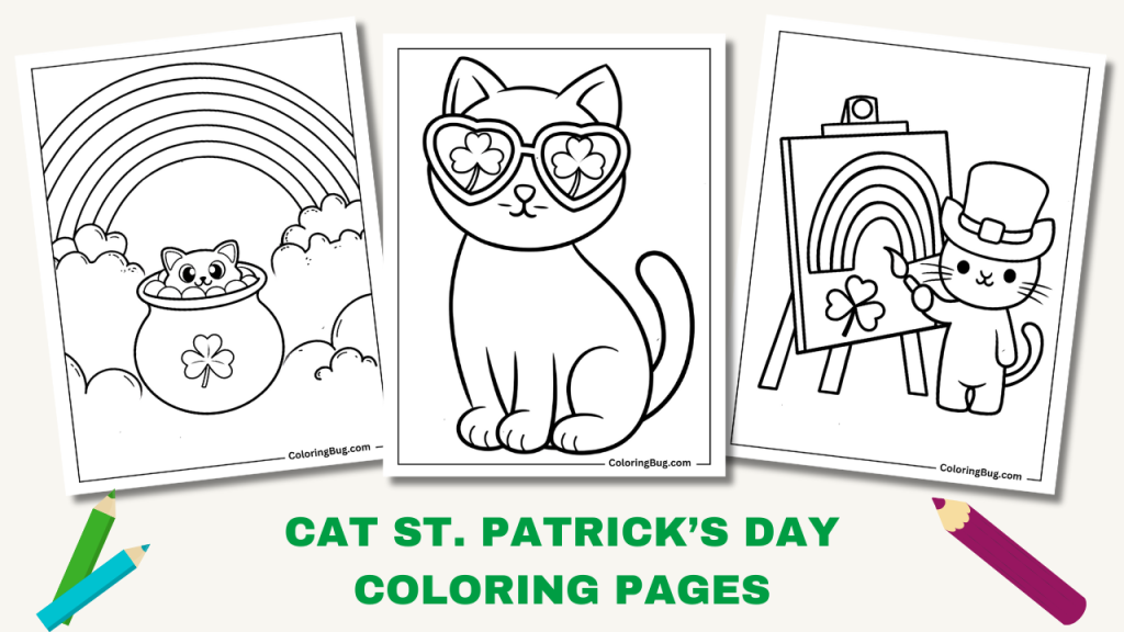 20 Cat St. Patrick's Day Coloring Pages (Free Printable PDFs)