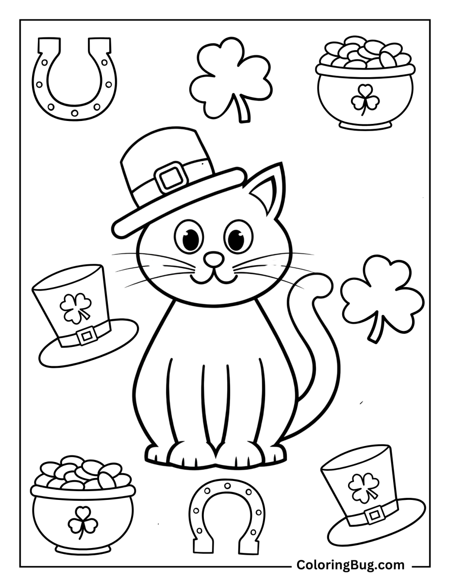 20 Cat St. Patrick's Day Coloring Pages (Free Printable PDFs)