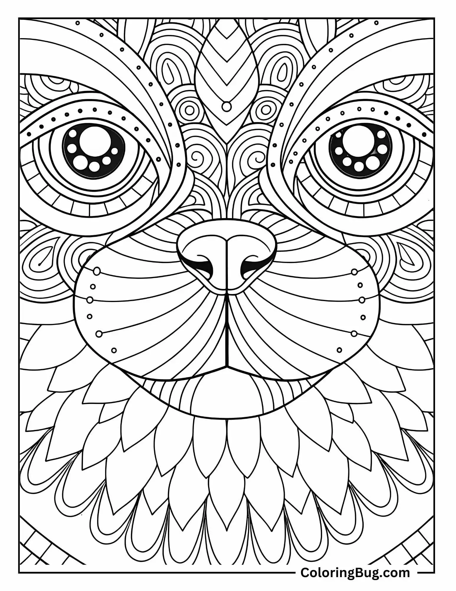 Close Up Mandala Otter Face Coloring Sheet