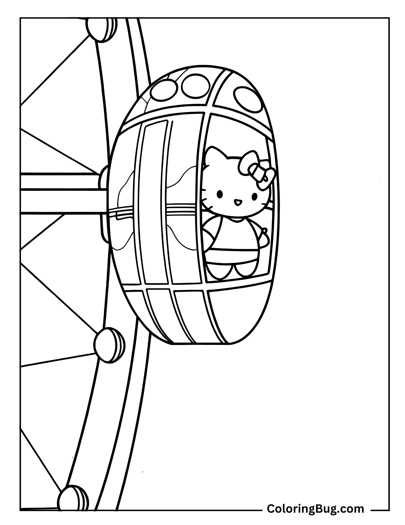 Close Up Of Hello Kitty On Wheel Millennium Coloring Sheet