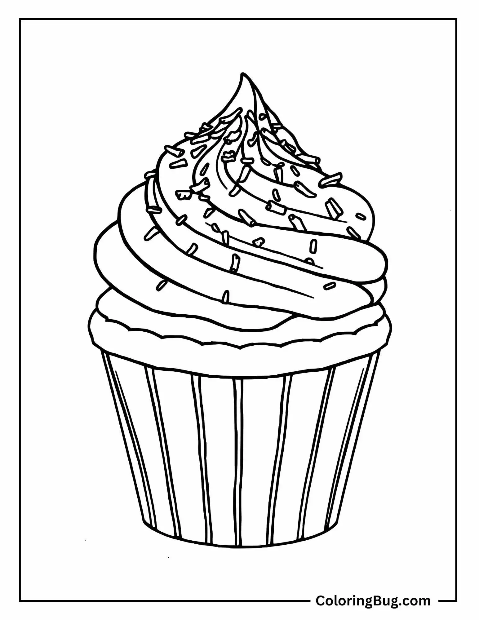 Cupcake With Chocolate Shavings Sprinkled On Top Coloring Sheet
