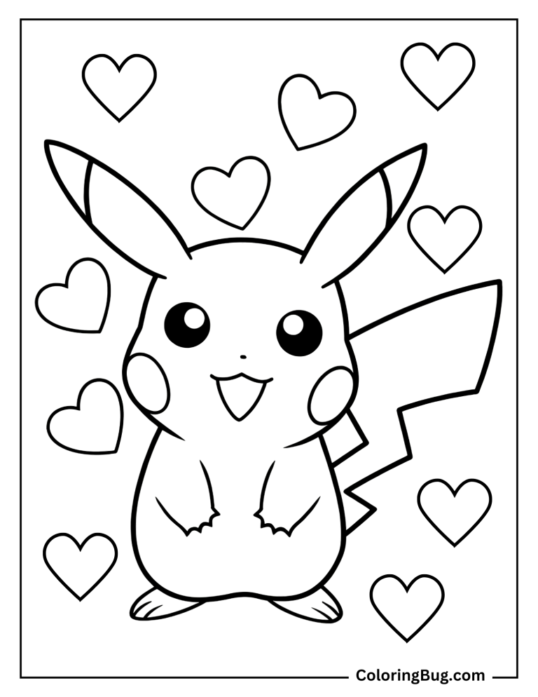20 Pikachu Valentines Coloring Pages (Free Printable PDFs)