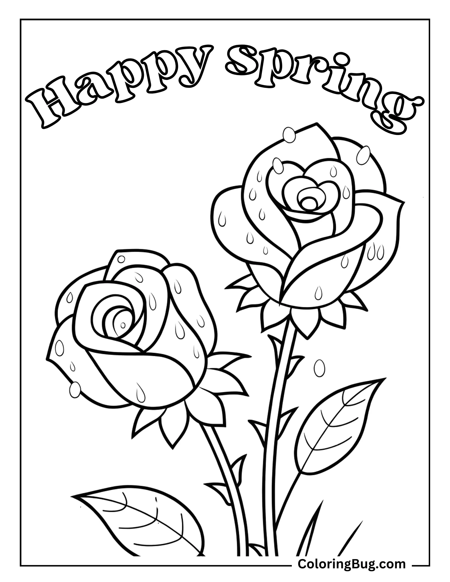 Dew Drop on Roses Coloring Sheet
