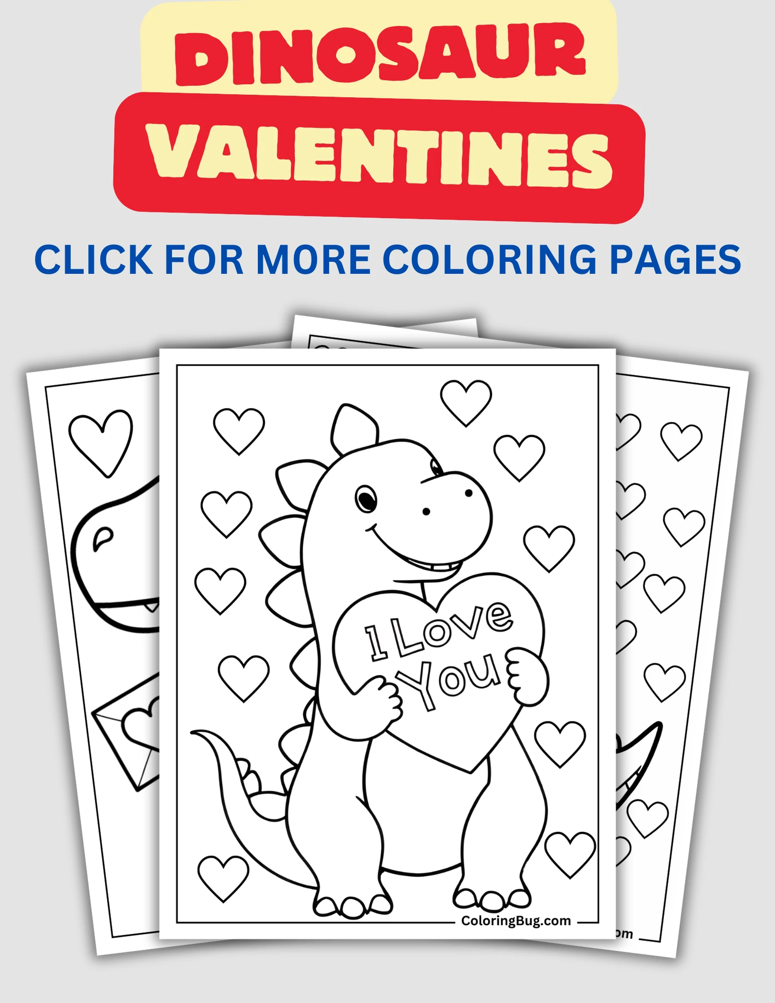 Dinosaur Valentines Coloring Pages