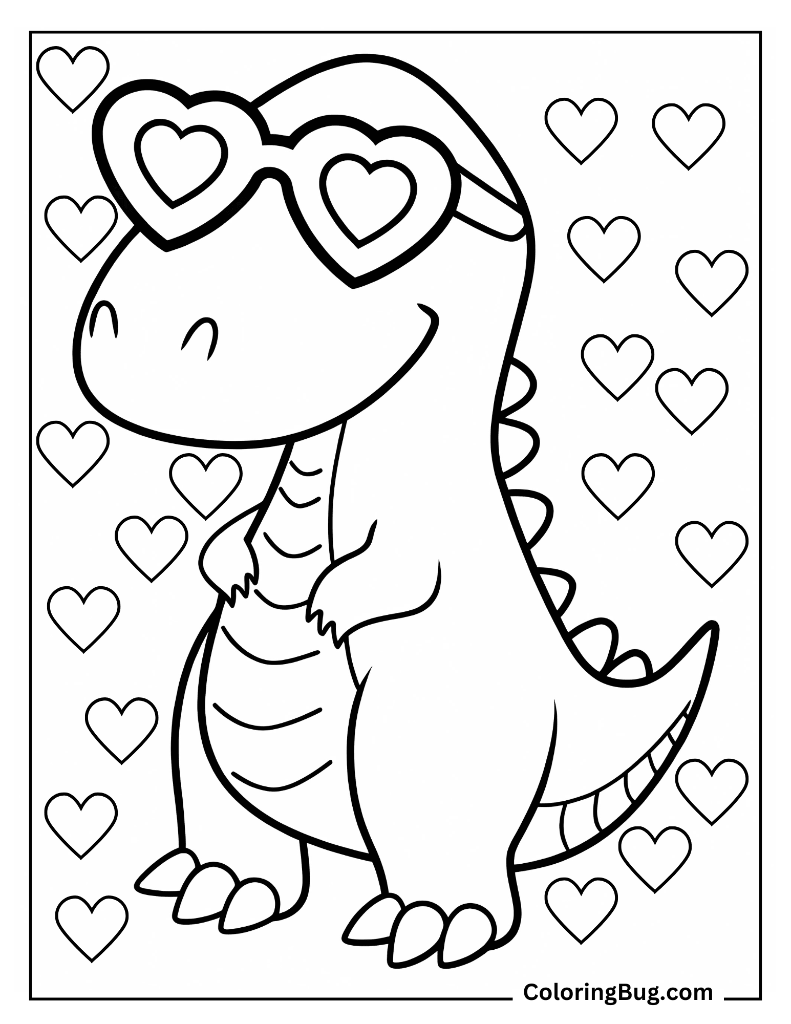20 Dinosaur Valentines Coloring Pages (Free Printable PDFs)