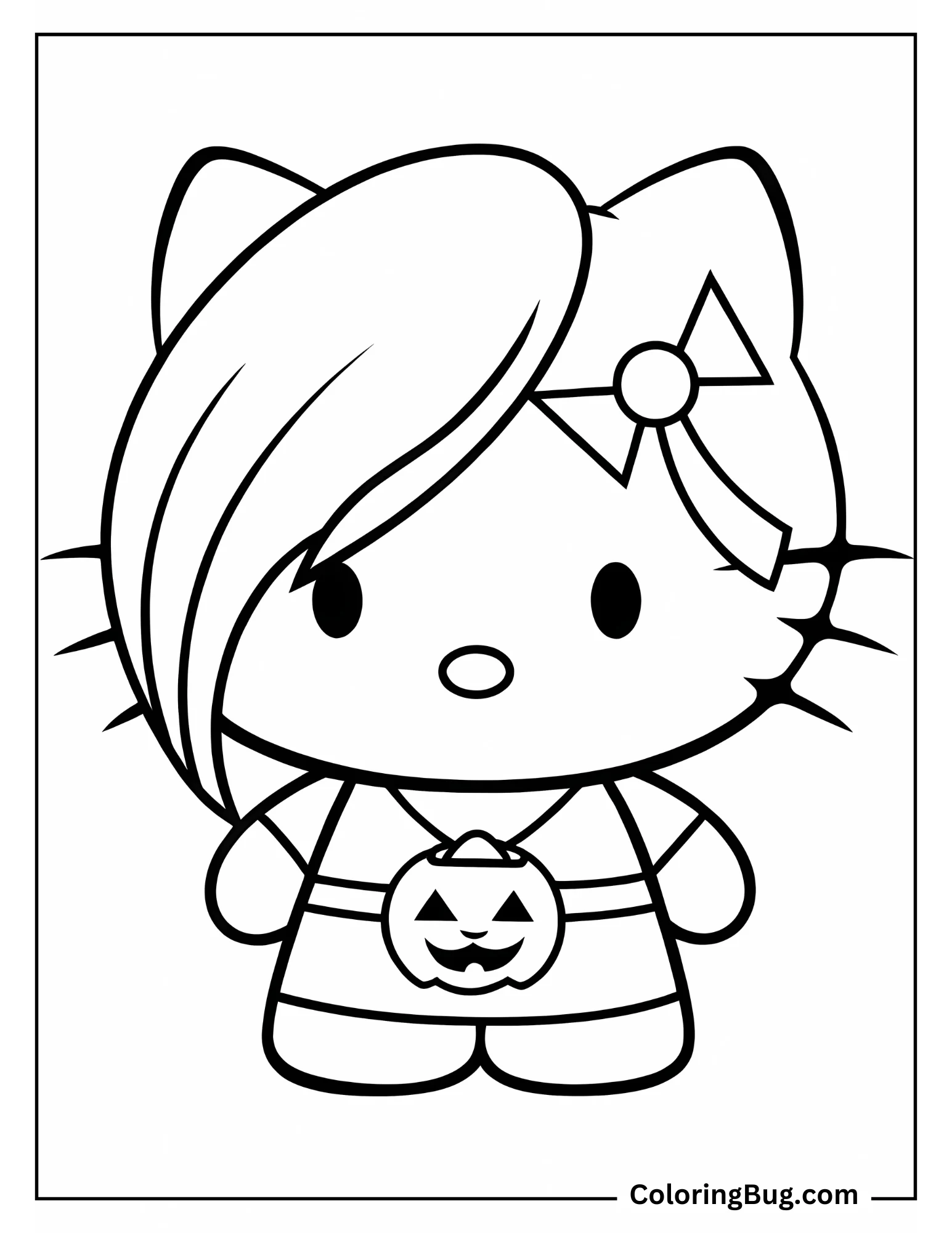 Emo Hello Kitty in Halloween Costume Coloring sheet