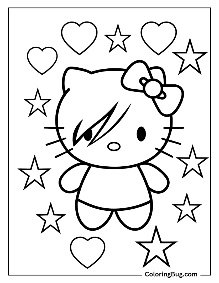 20 Emo Hello Kitty Coloring Pages (Free Printable PDFs)