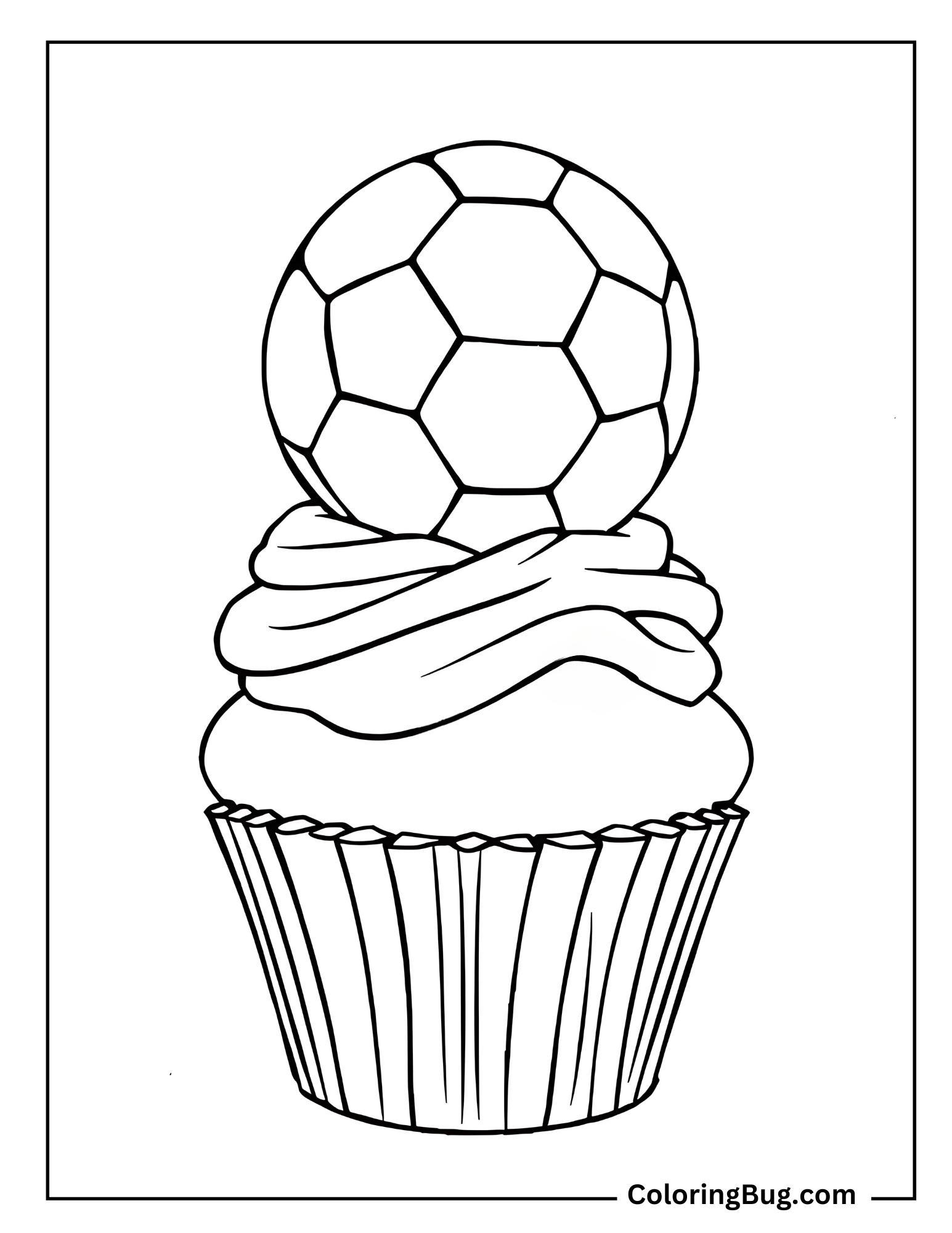 Football Themed Cupcake Coloring Sheet