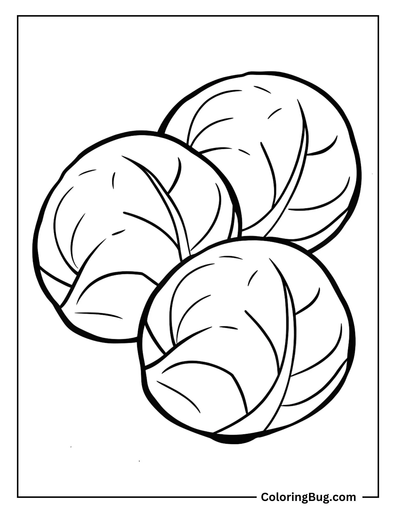 Group Of Brussels Sprouts Arranged In a Pile Coloring Sheet