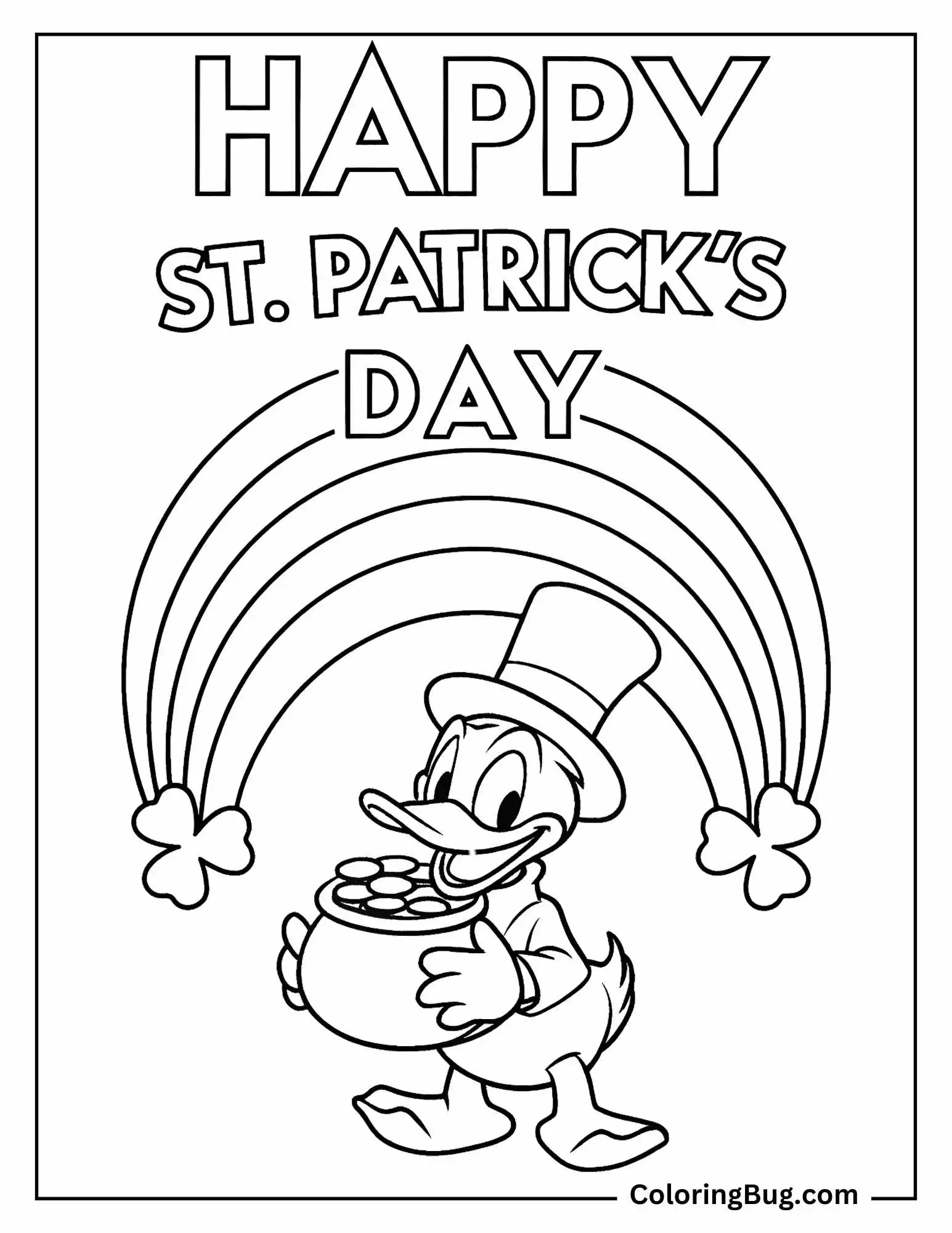 Happy St. Patrick's Day With Donald Duck Coloring sheet