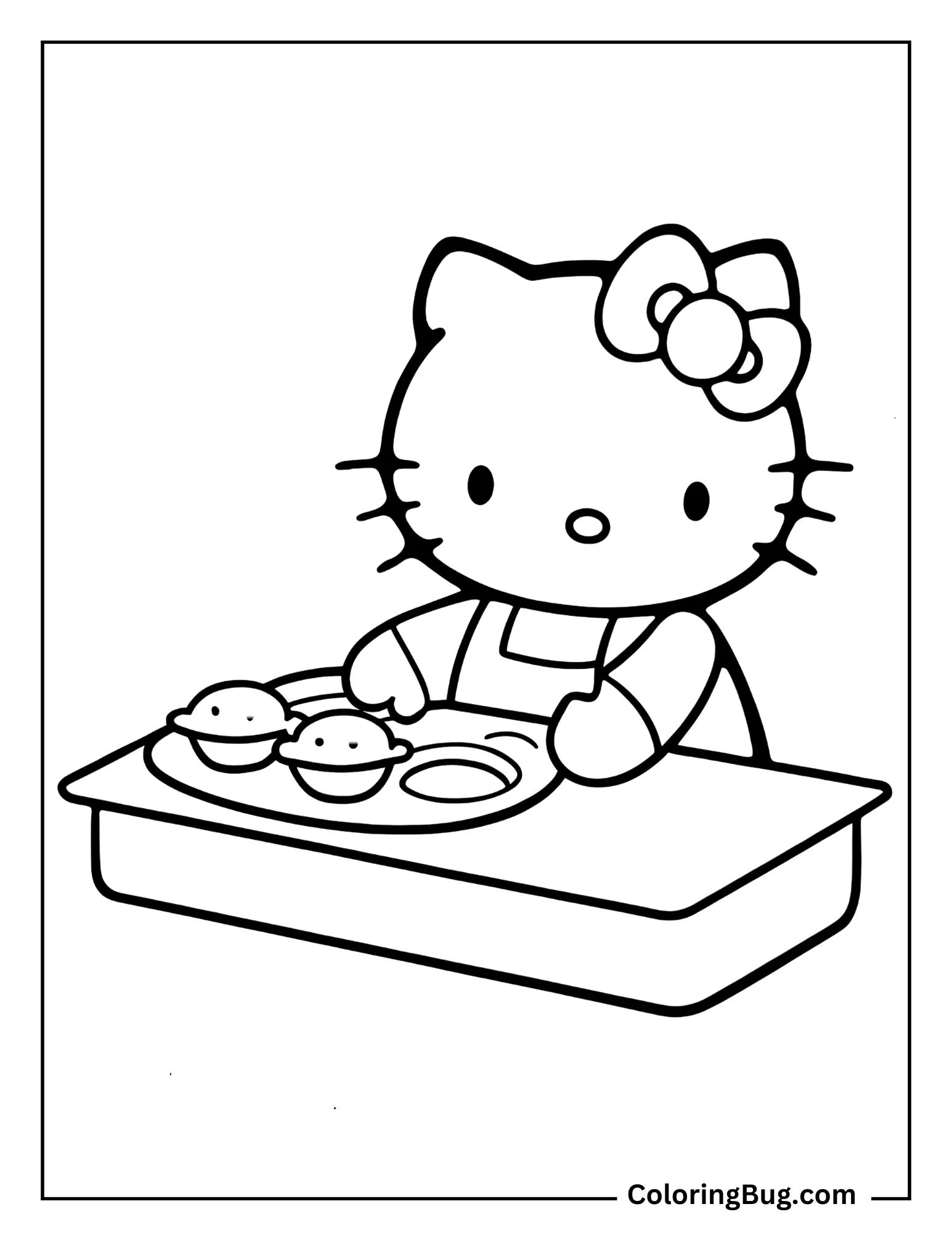 Hello Kitty Baking Apple Turnovers In The Kitchen Coloring Sheet